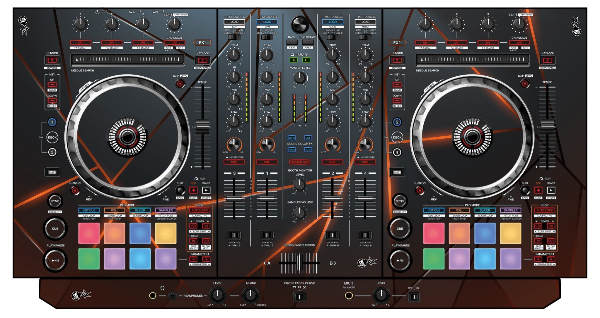 Pioneer DJ DDJ SX 3 Skin Rifter Orange
