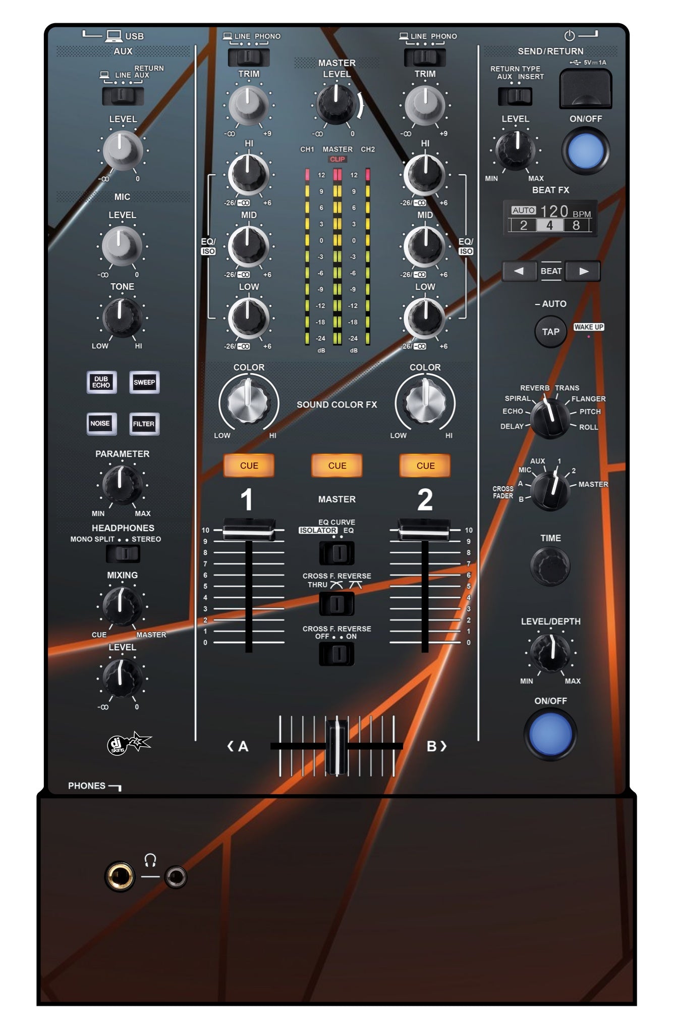 Pioneer DJ DJM 450 Skin Rifter Orange