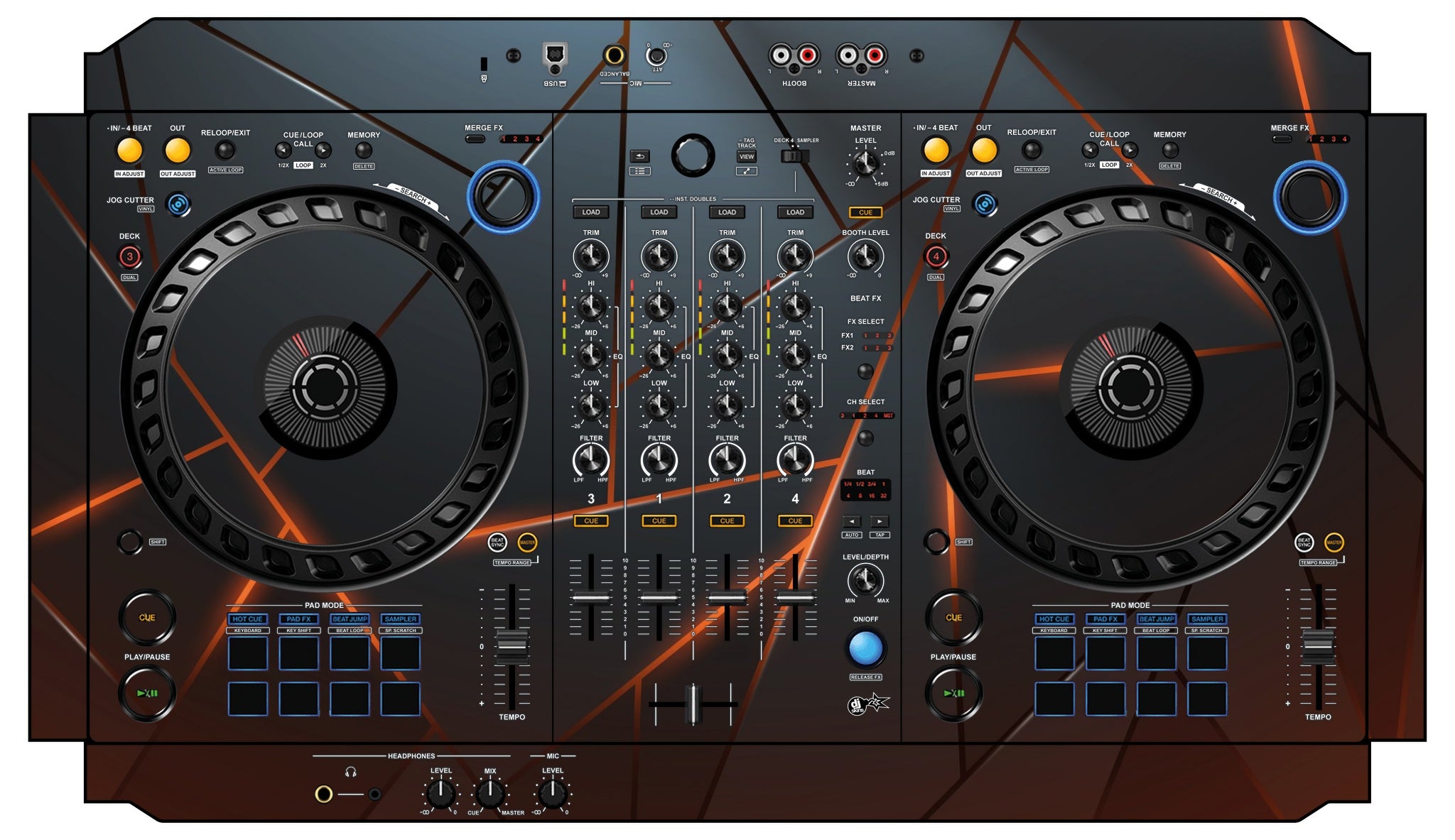 Pioneer DJ DDJ FLX6 Skin Rifter Orange