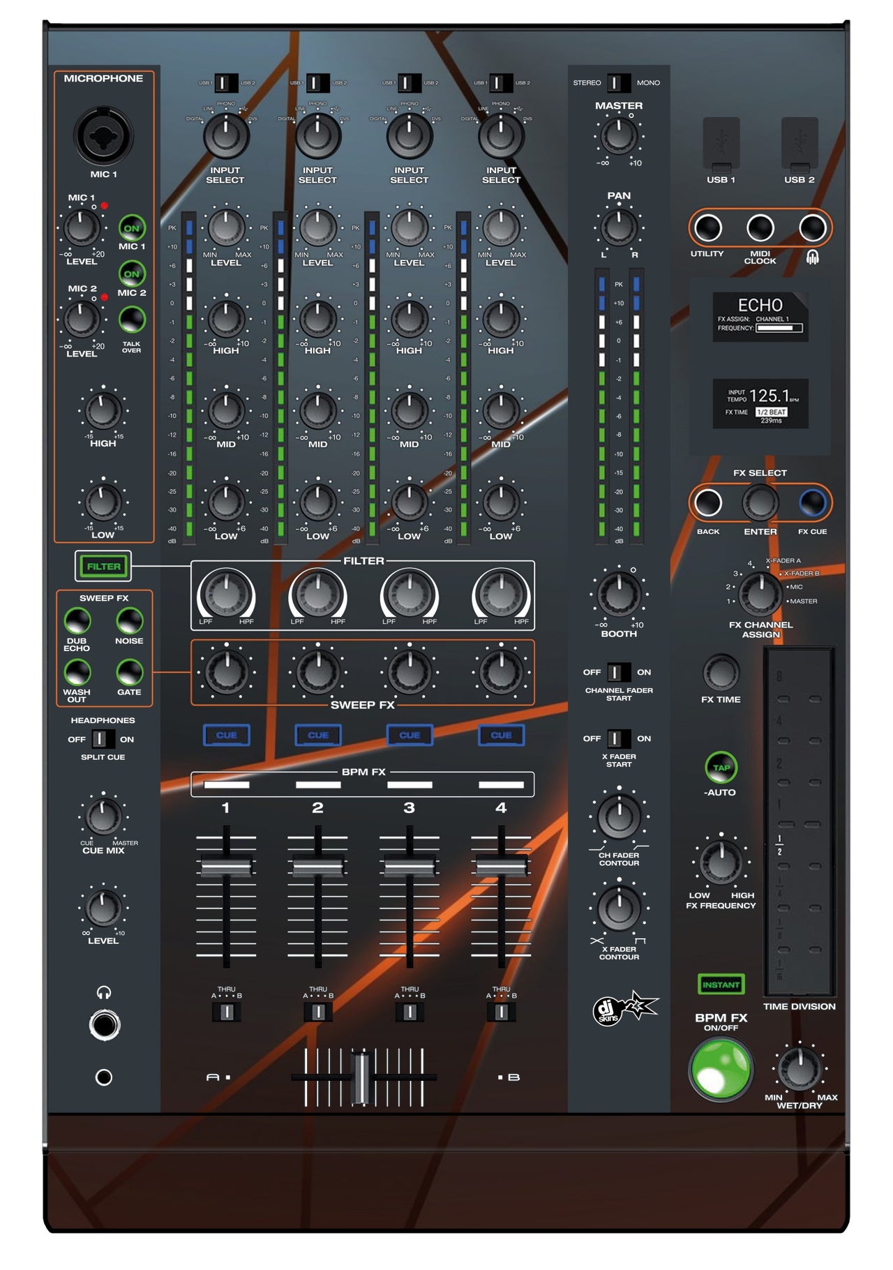 Denon DJ X 1800 Skin Rifter Orange