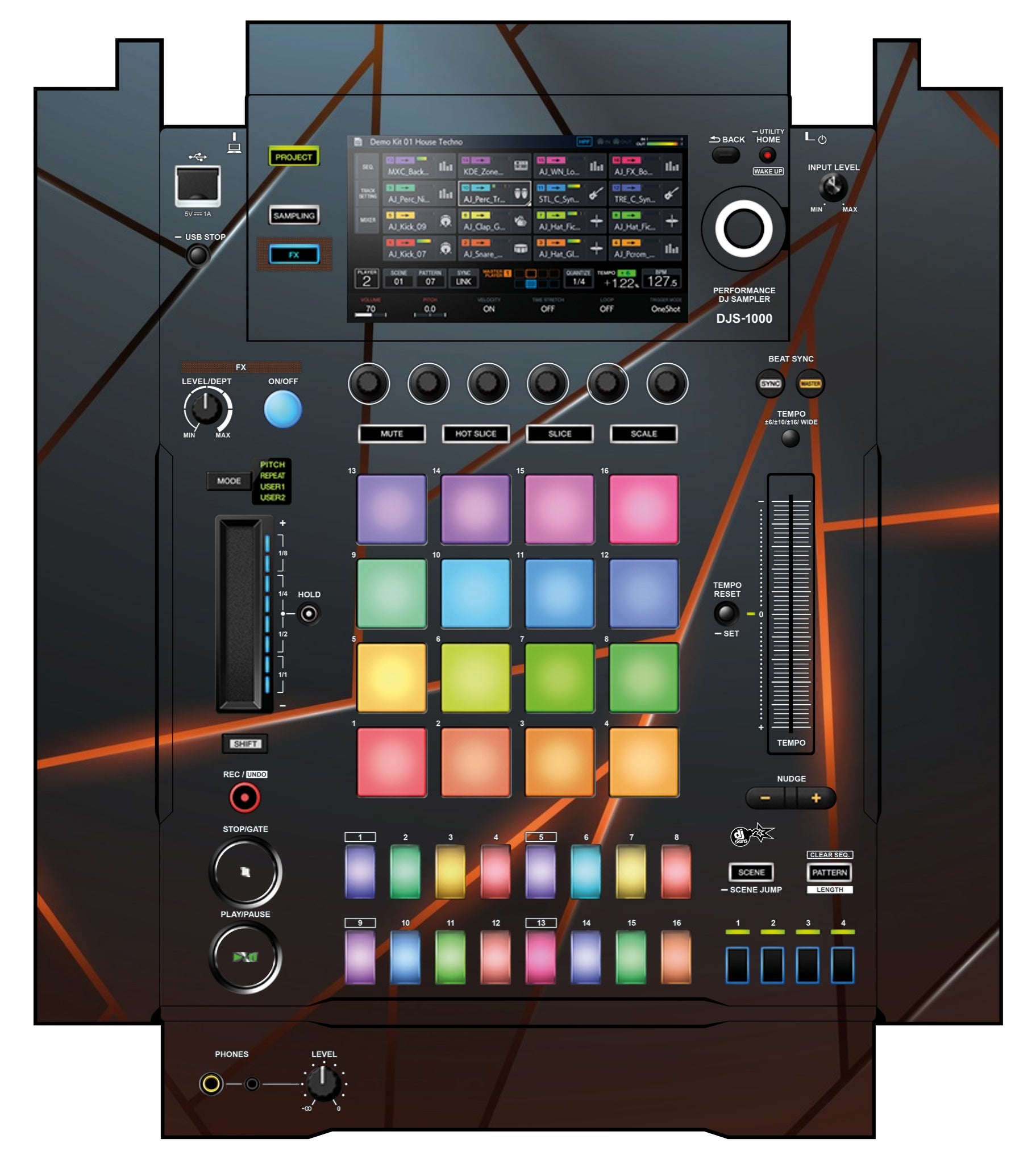 Pioneer DJ DJS 1000 Skin Rifter Orange