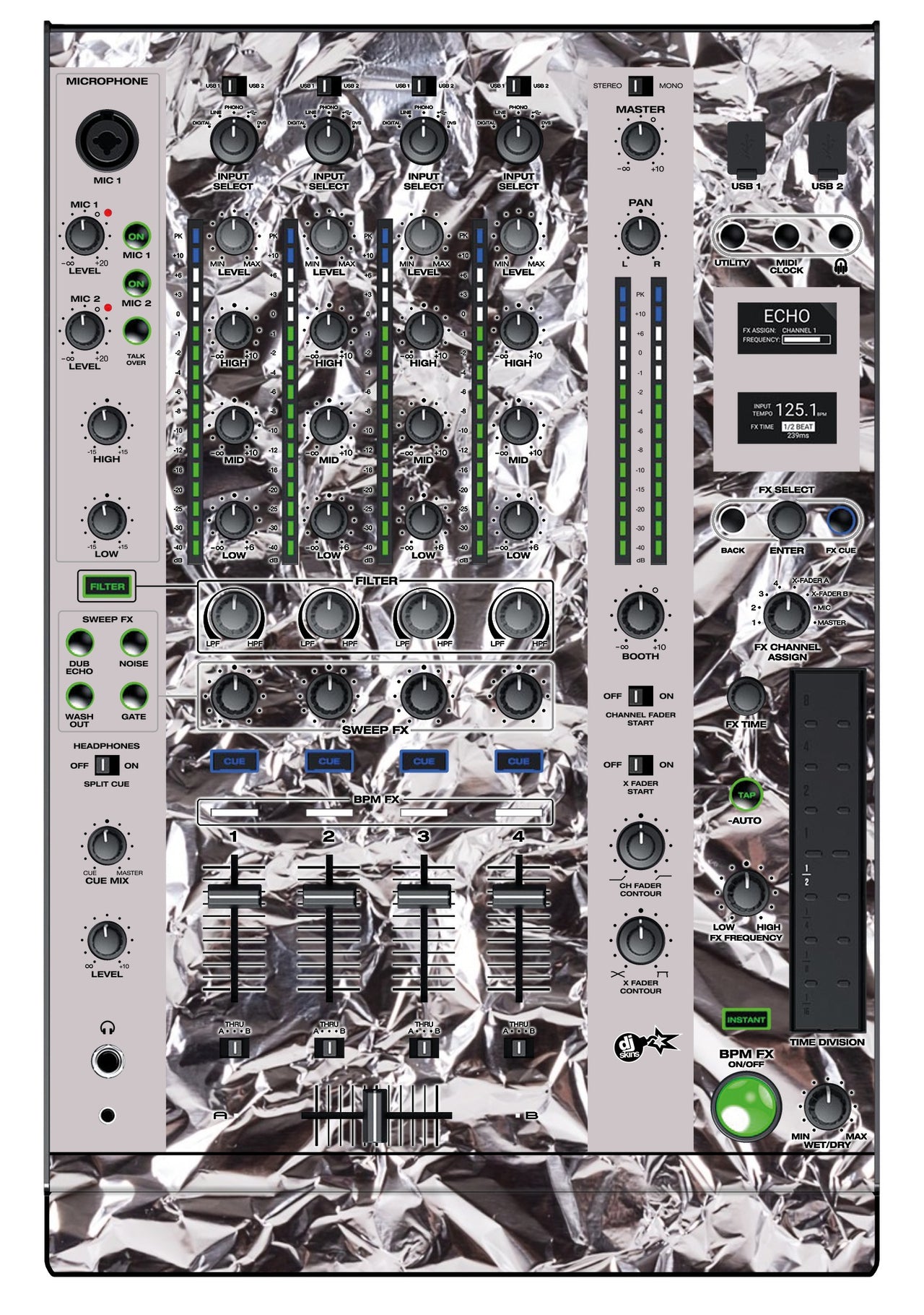 Denon DJ X 1800 Skin Silvercrush