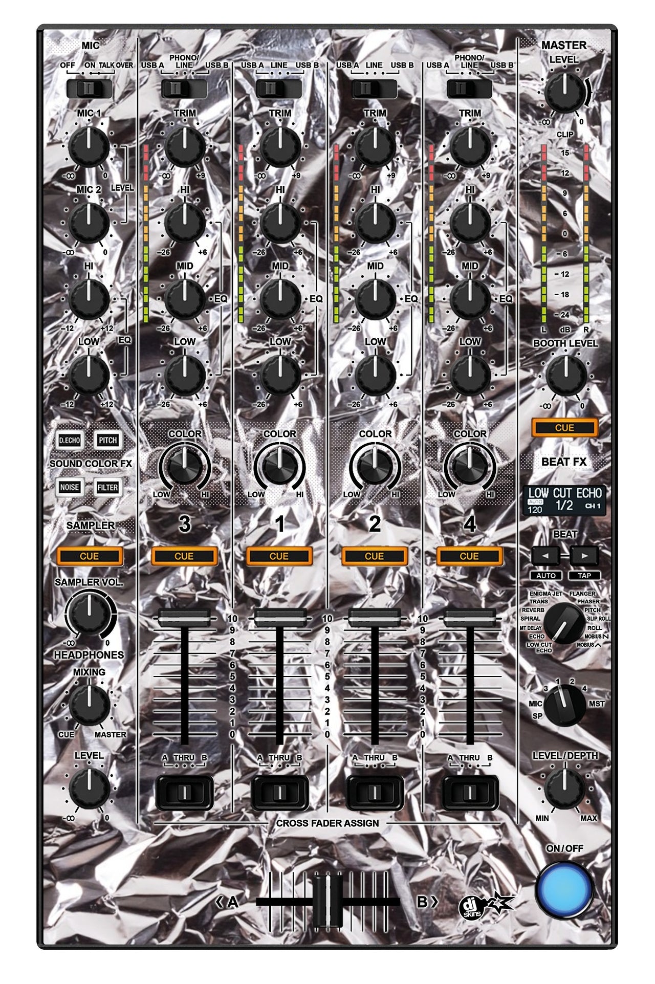 Pioneer DJ DDJ 1000 SRT MIXER Skin Silvercrush