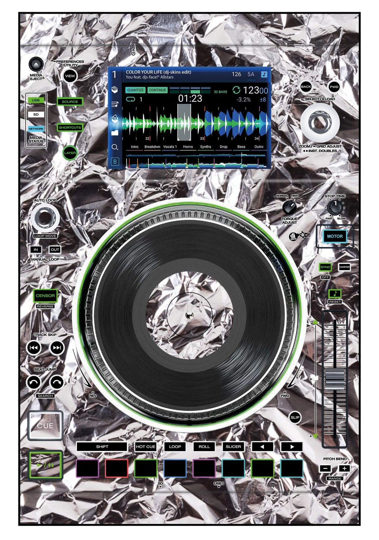 Denon DJ SC 5000 M Skin Silvercrush