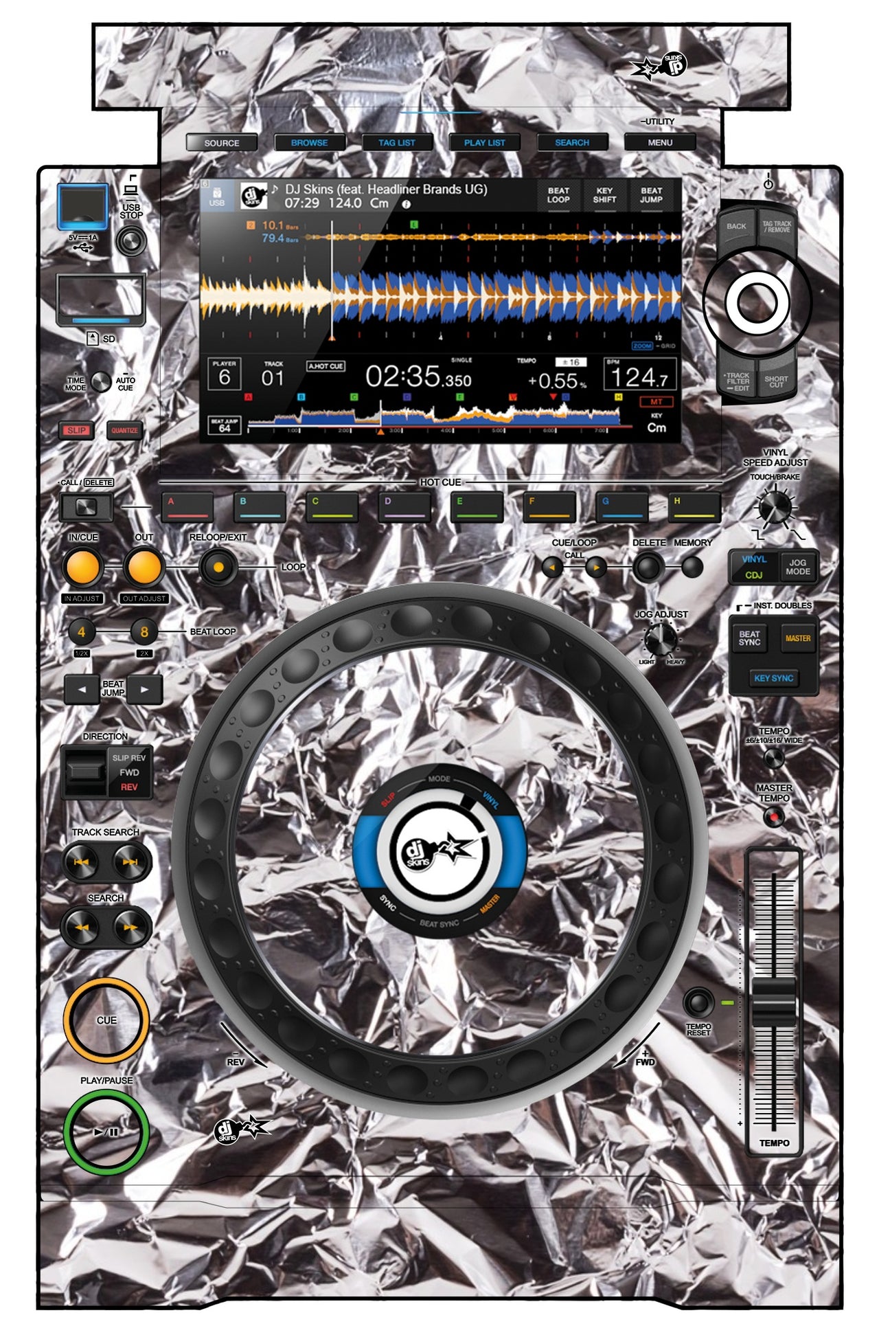 Pioneer DJ CDJ 3000 Skin Silvercrush
