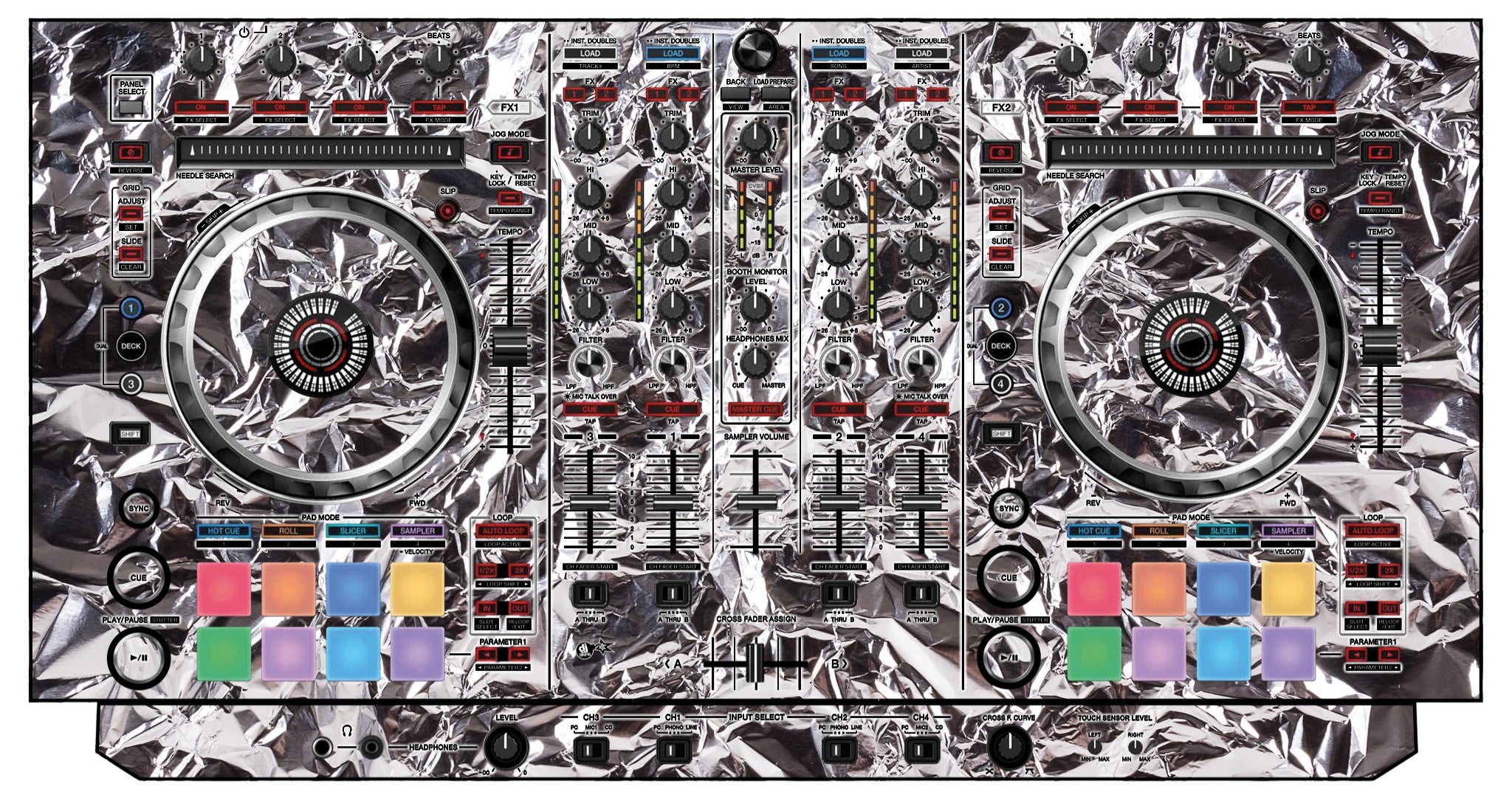 Pioneer DJ DDJ SX Skin Silvercrush