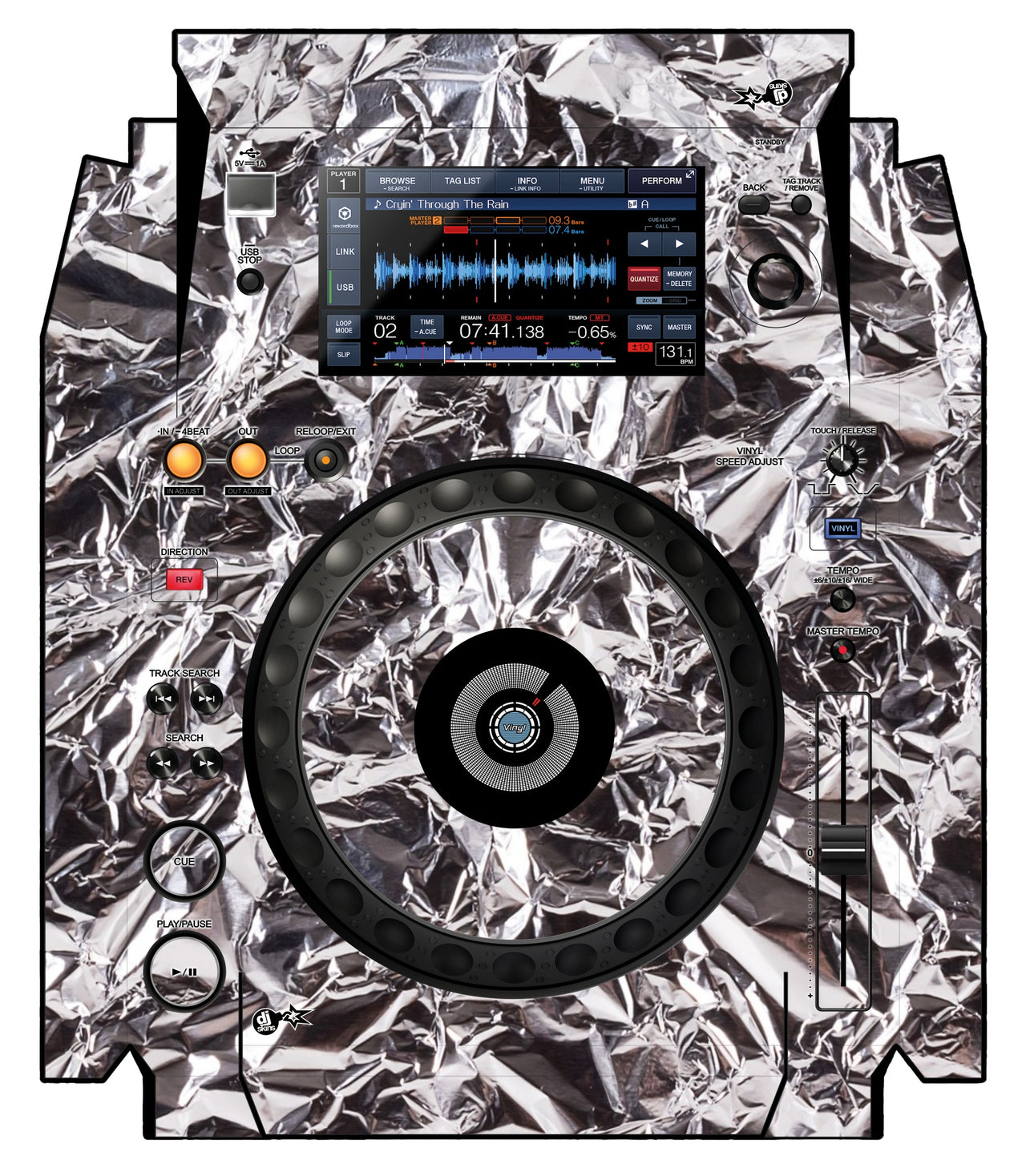 Pioneer DJ XDJ 1000 Skin Silvercrush