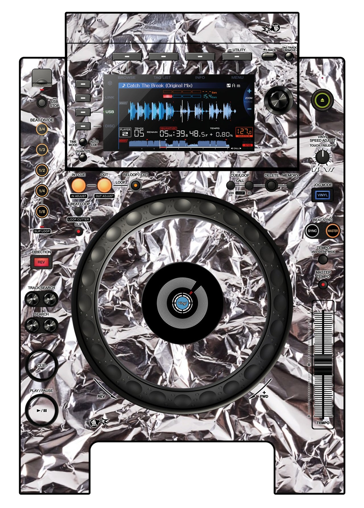Pioneer DJ CDJ 900 NEXUS Skin Silvercrush