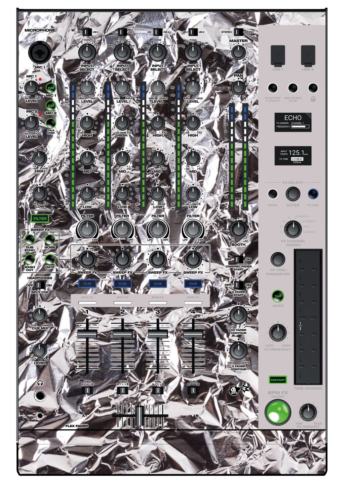 Denon DJ X 1850 Skin Silvercrush