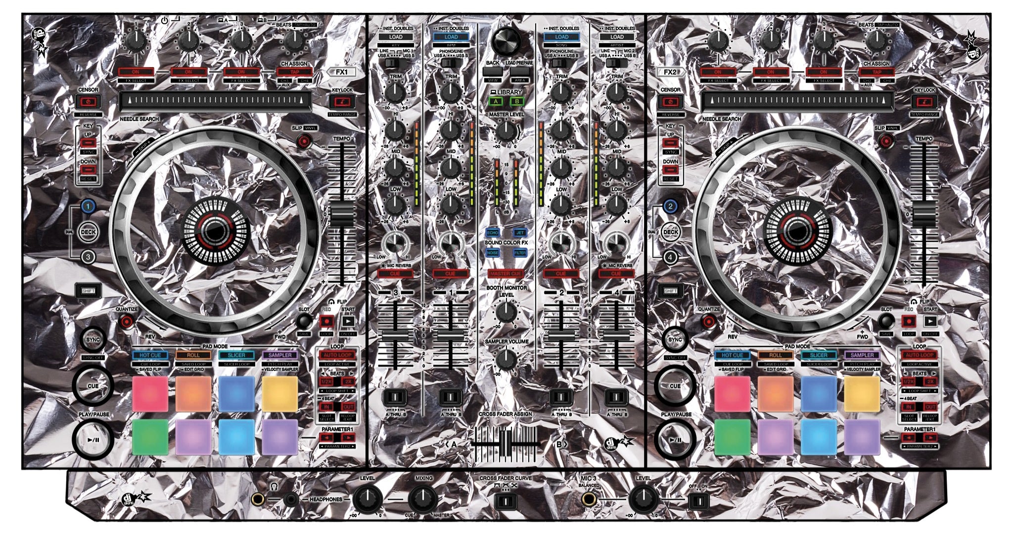 Pioneer DJ DDJ SX 3 Skin Silvercrush