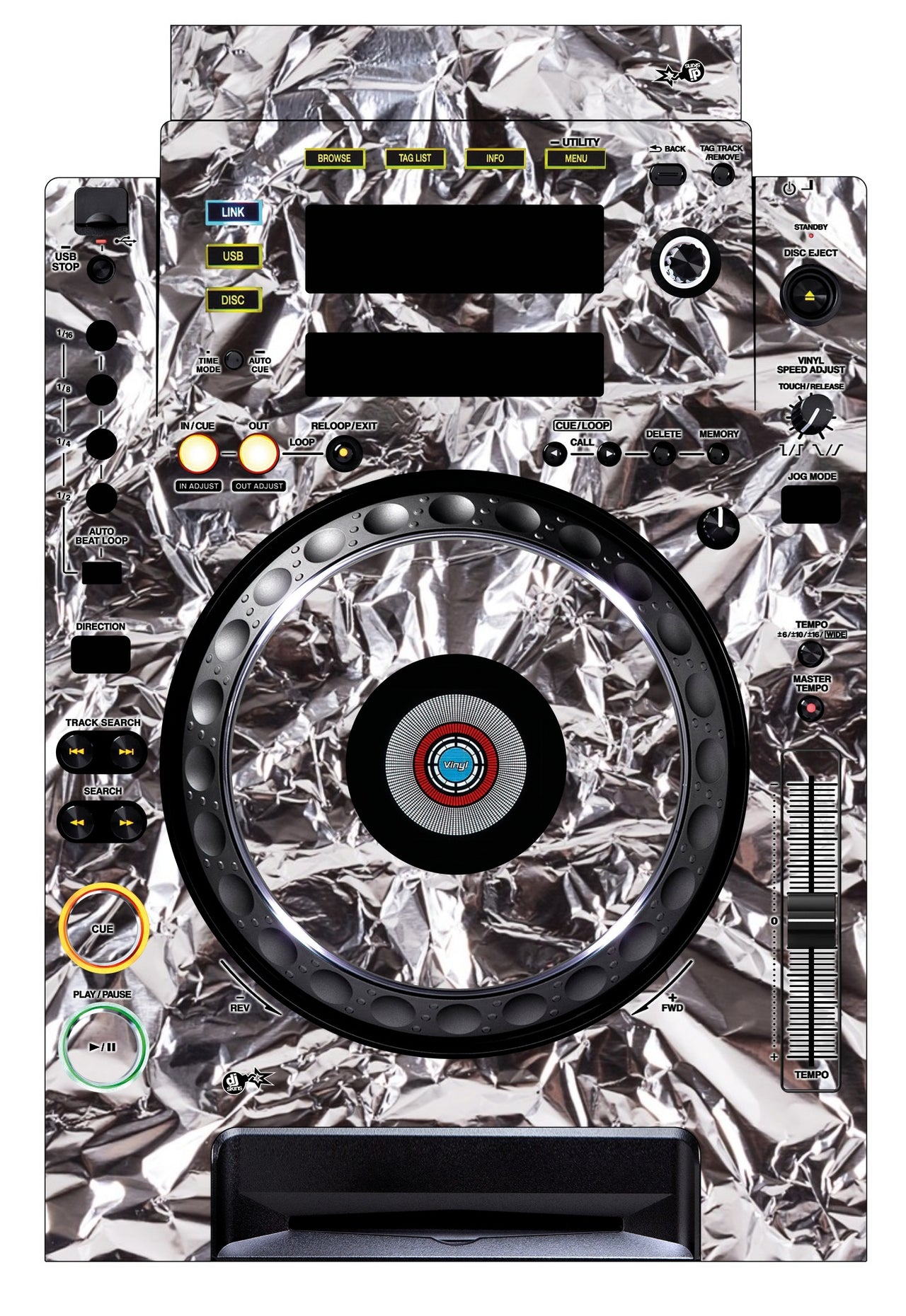 Pioneer DJ CDJ 900 Skin Silvercrush