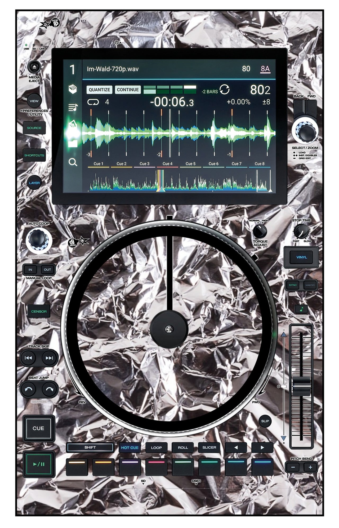 Denon DJ SC 6000 M Skin Silvercrush