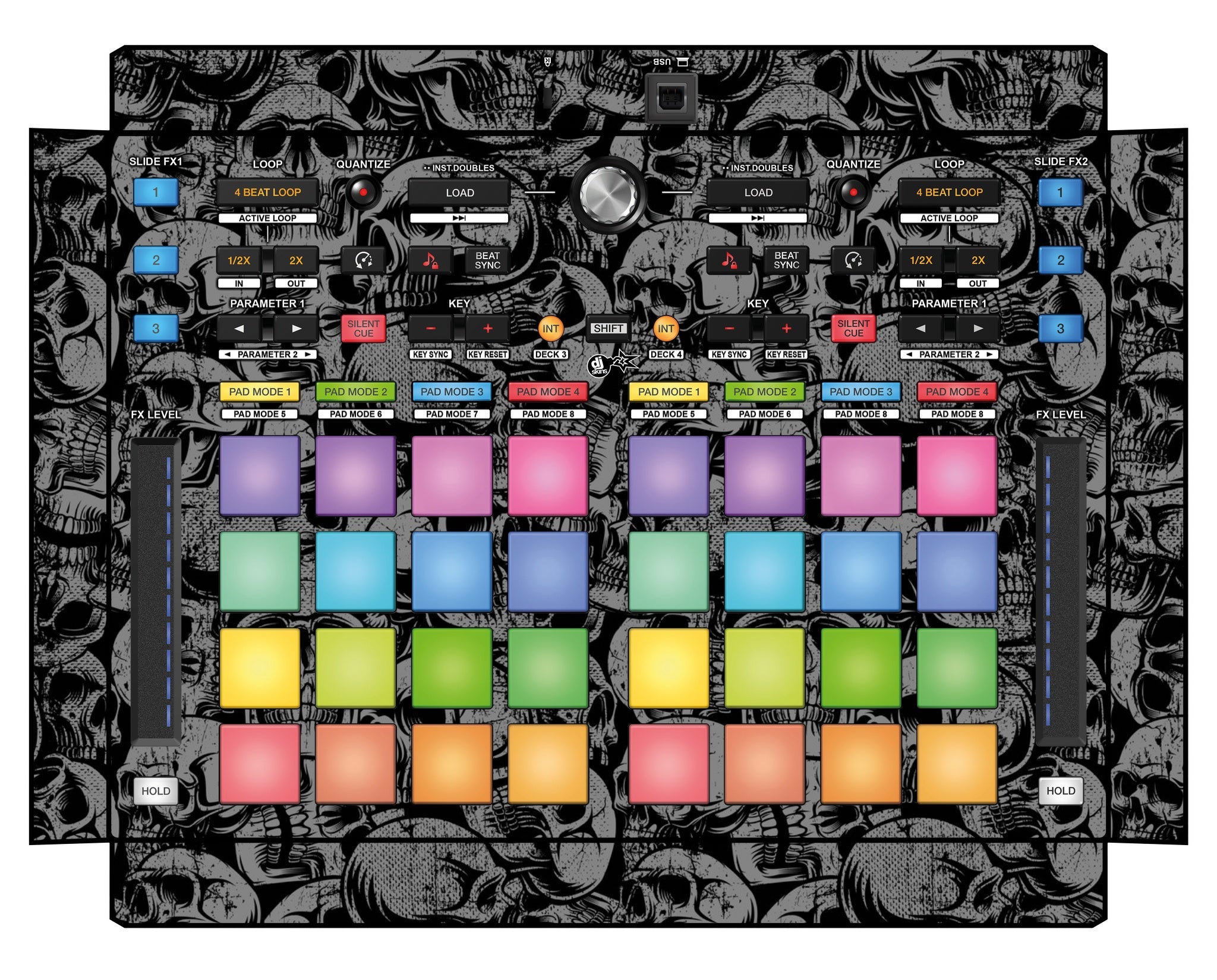 Pioneer DJ DDJ XP 2 Skin Skull