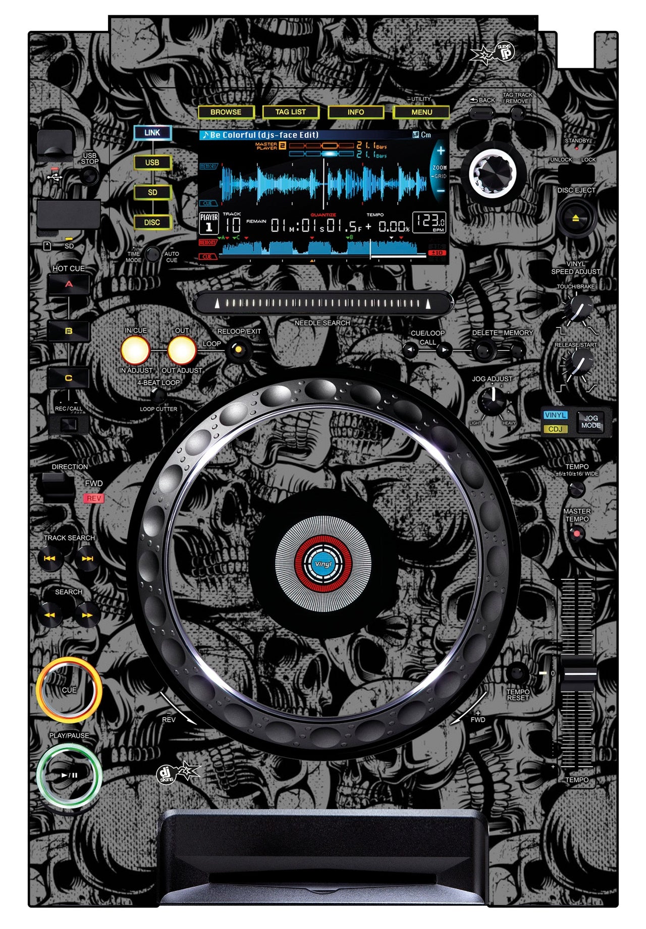 Pioneer DJ CDJ 2000 Skin Skull