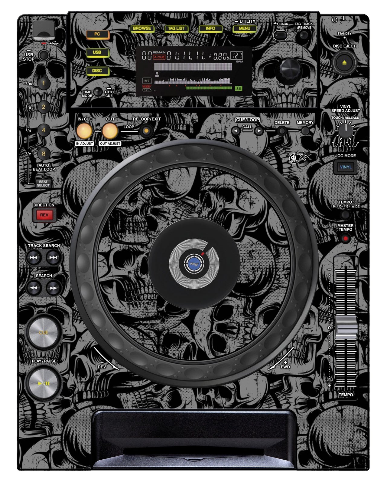 Pioneer DJ CDJ 850 Skin Skull