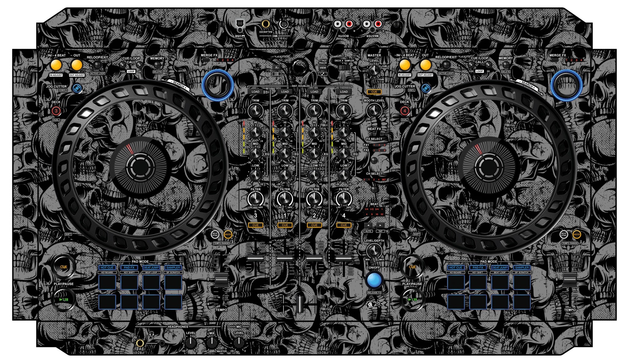 Pioneer DJ DDJ FLX6 Skin Skull