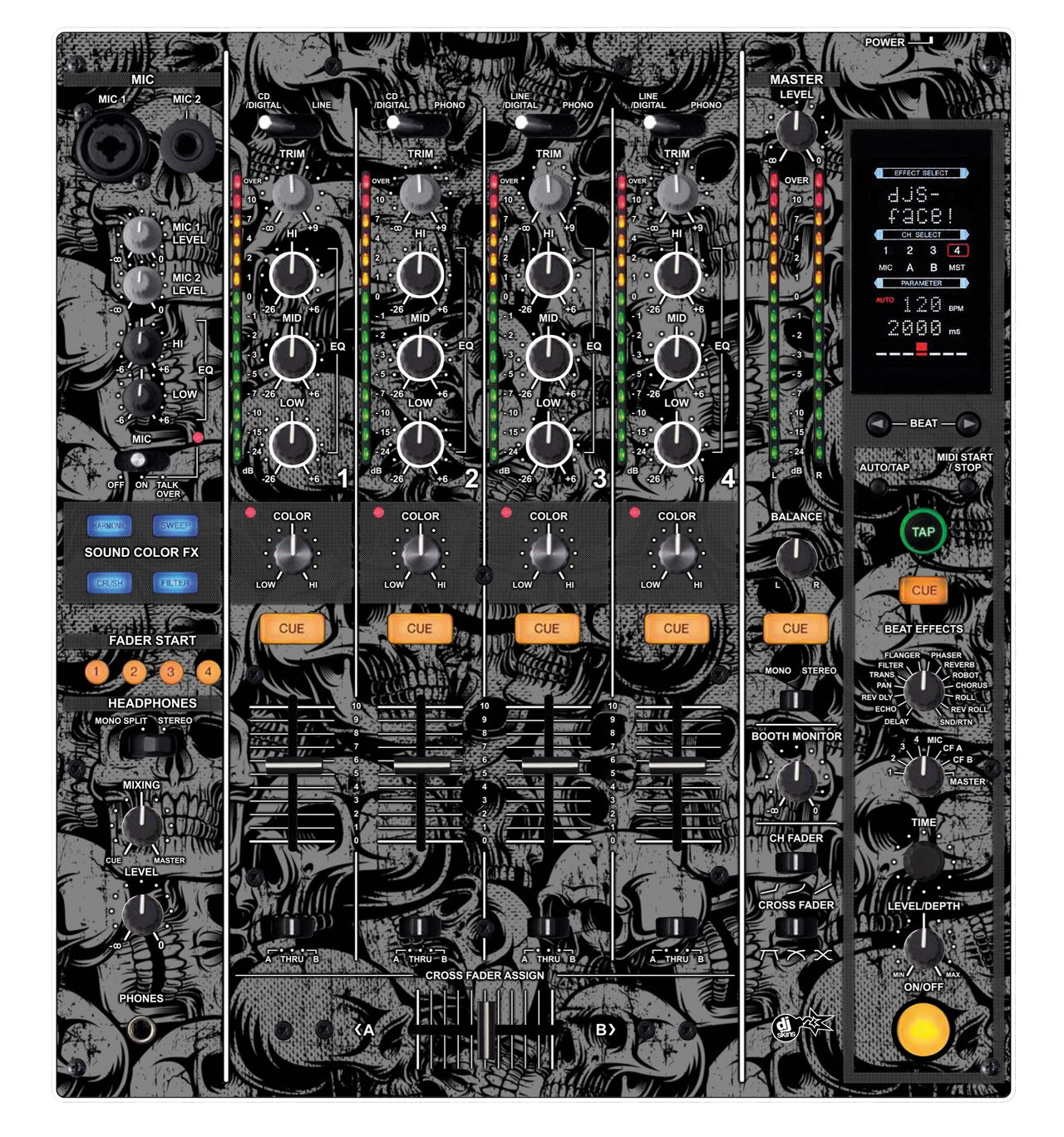 Pioneer DJ DJM 800 Skin Skull
