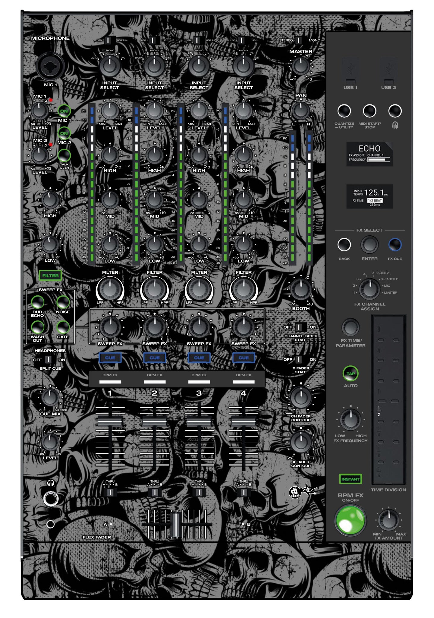 Denon DJ X 1850 Skin Skull