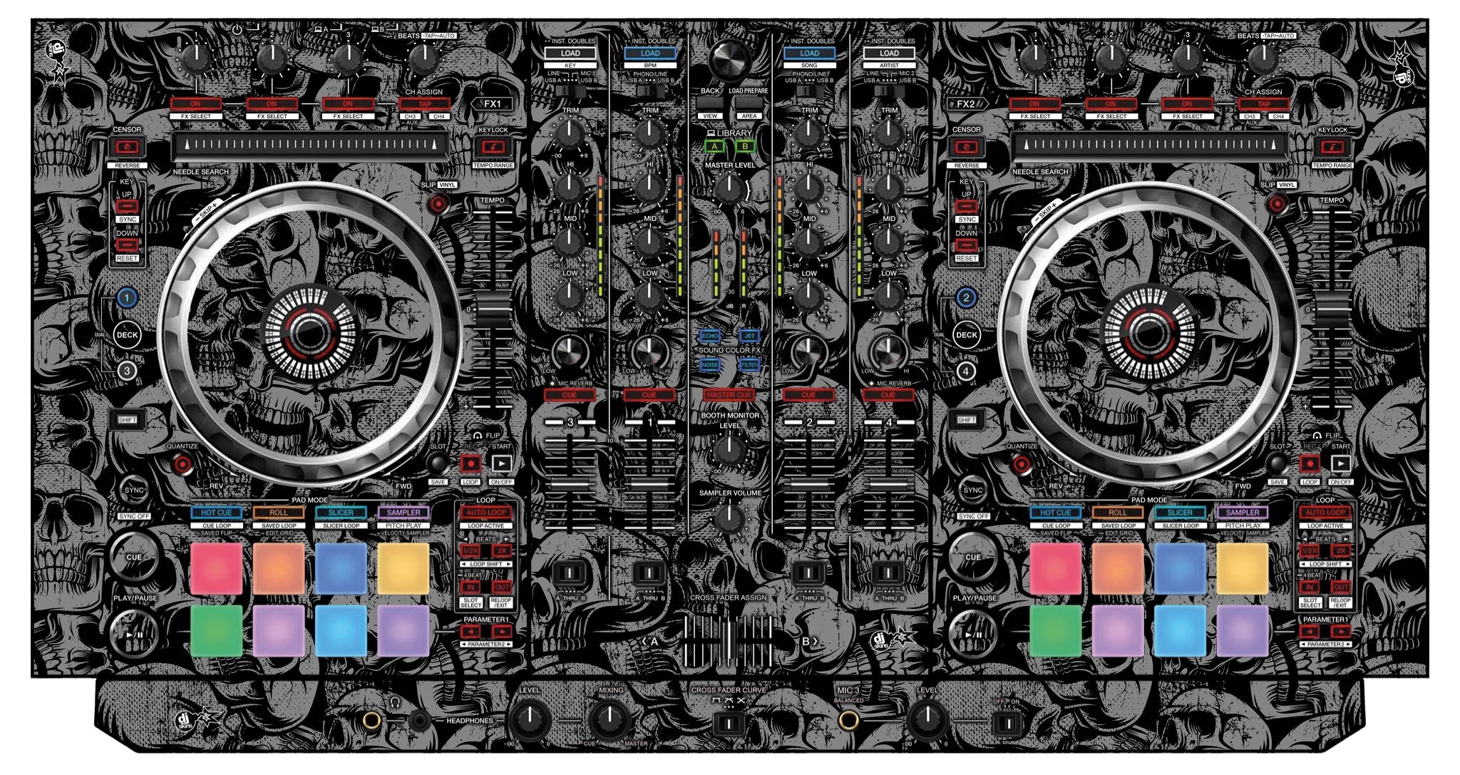 Pioneer DJ DDJ SX 3 Skin Skull