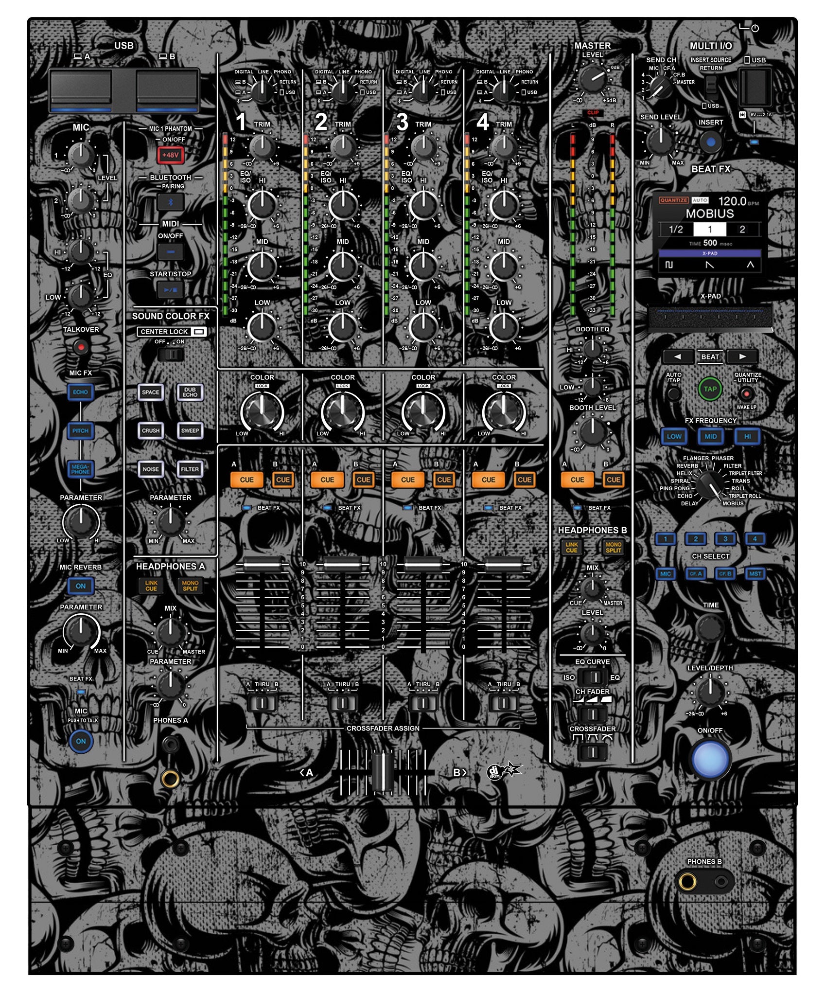 Pioneer DJ DJM A9 Skin Skull