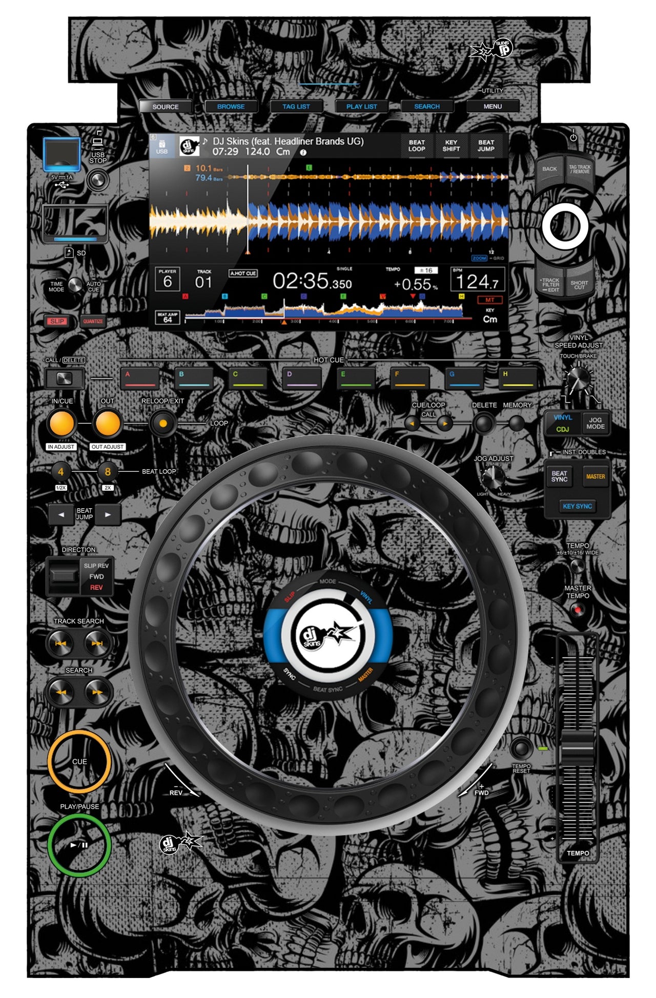 Pioneer DJ CDJ 3000 Skin Skull