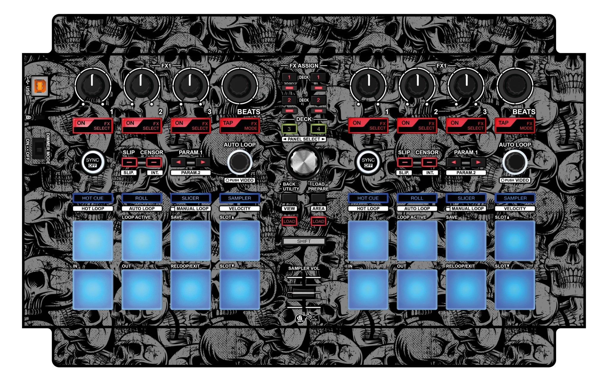 Pioneer DJ DDJ SP 1 Skin Skull