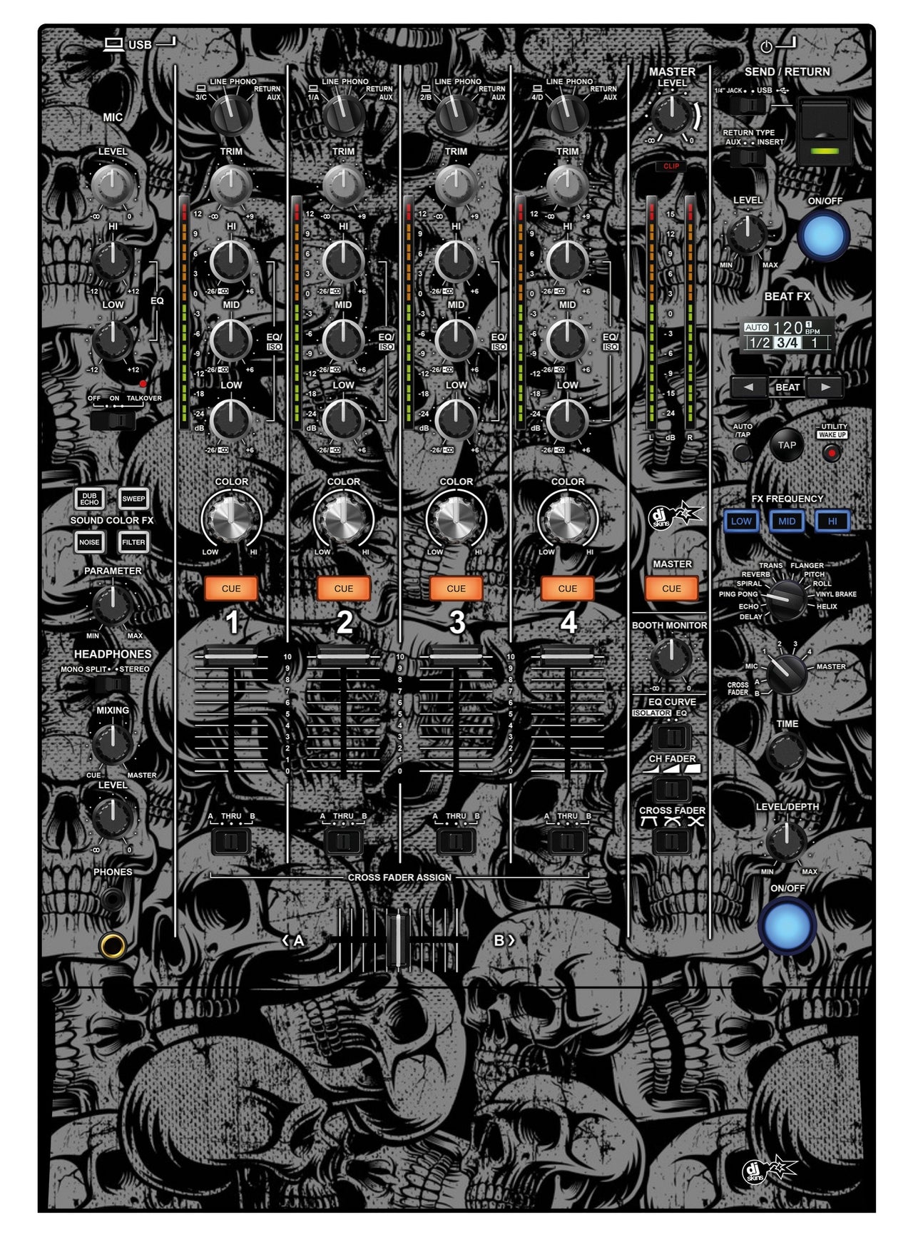 Pioneer DJ DJM 750 MK2 Skin Skull