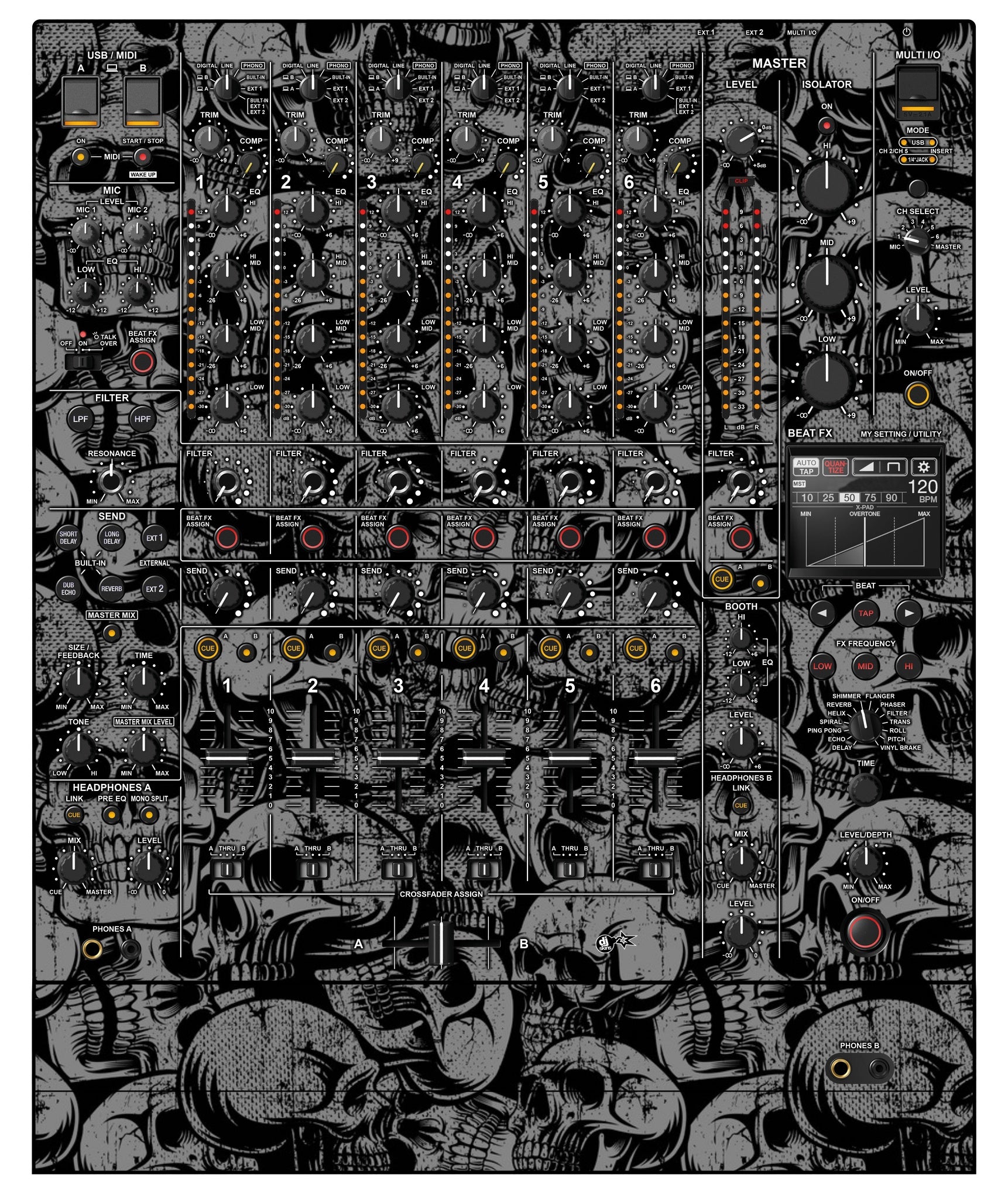 Pioneer DJ DJM V10 Skin Skull