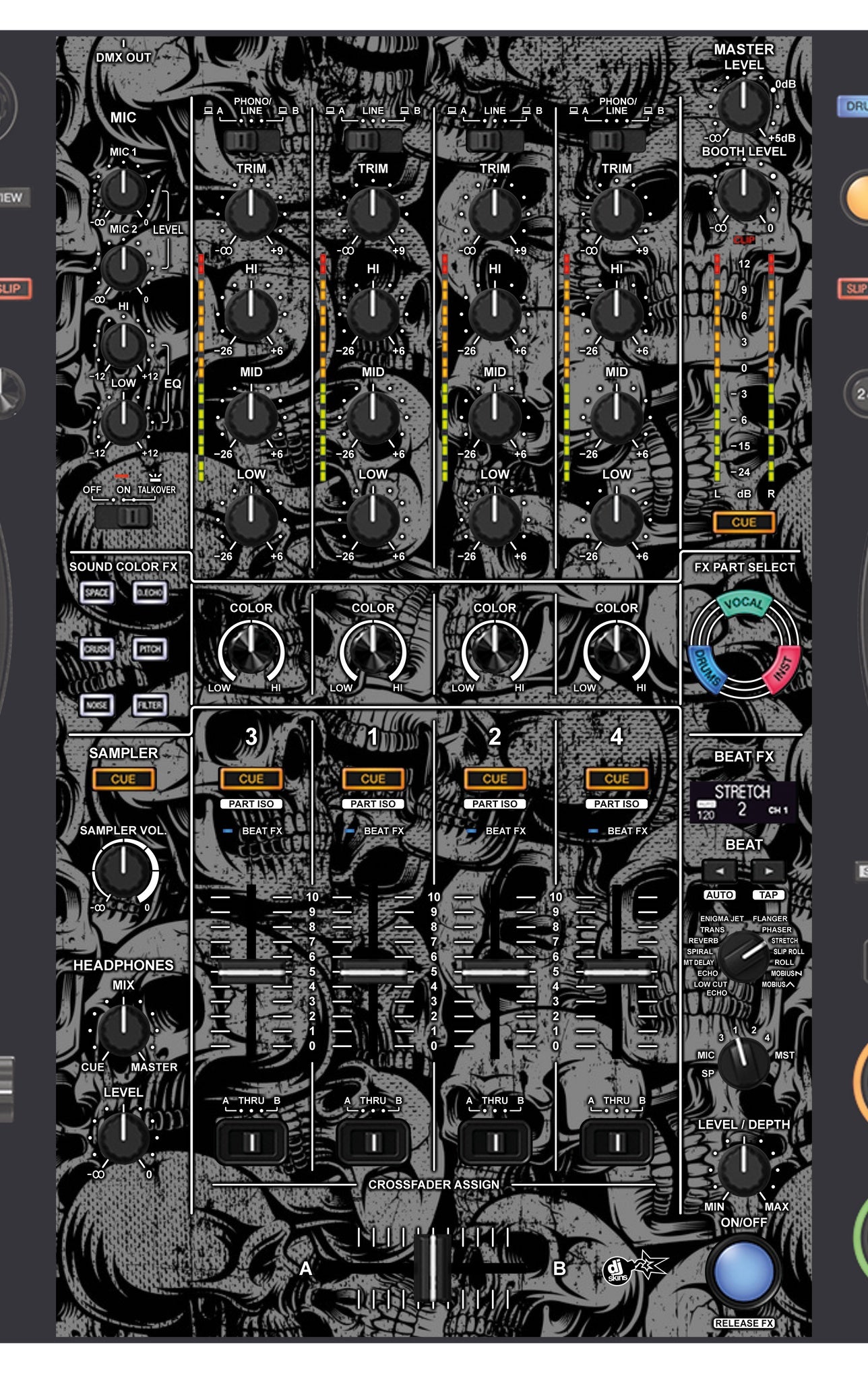 Pioneer DJ DDJ FLX10 MIXER Skin Skull