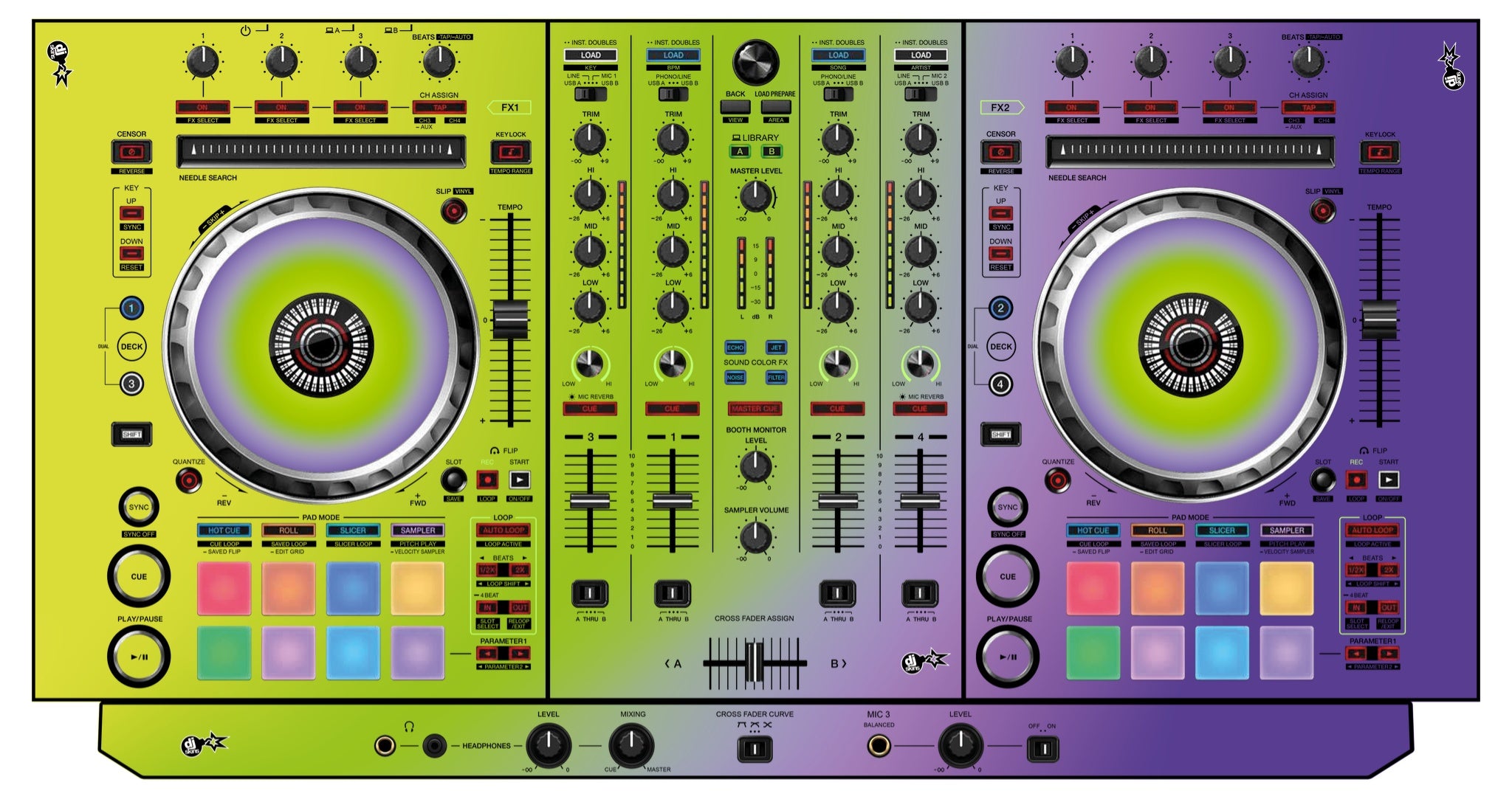 Pioneer DJ DDJ SX 3 Skin Smooth Gradienter V1