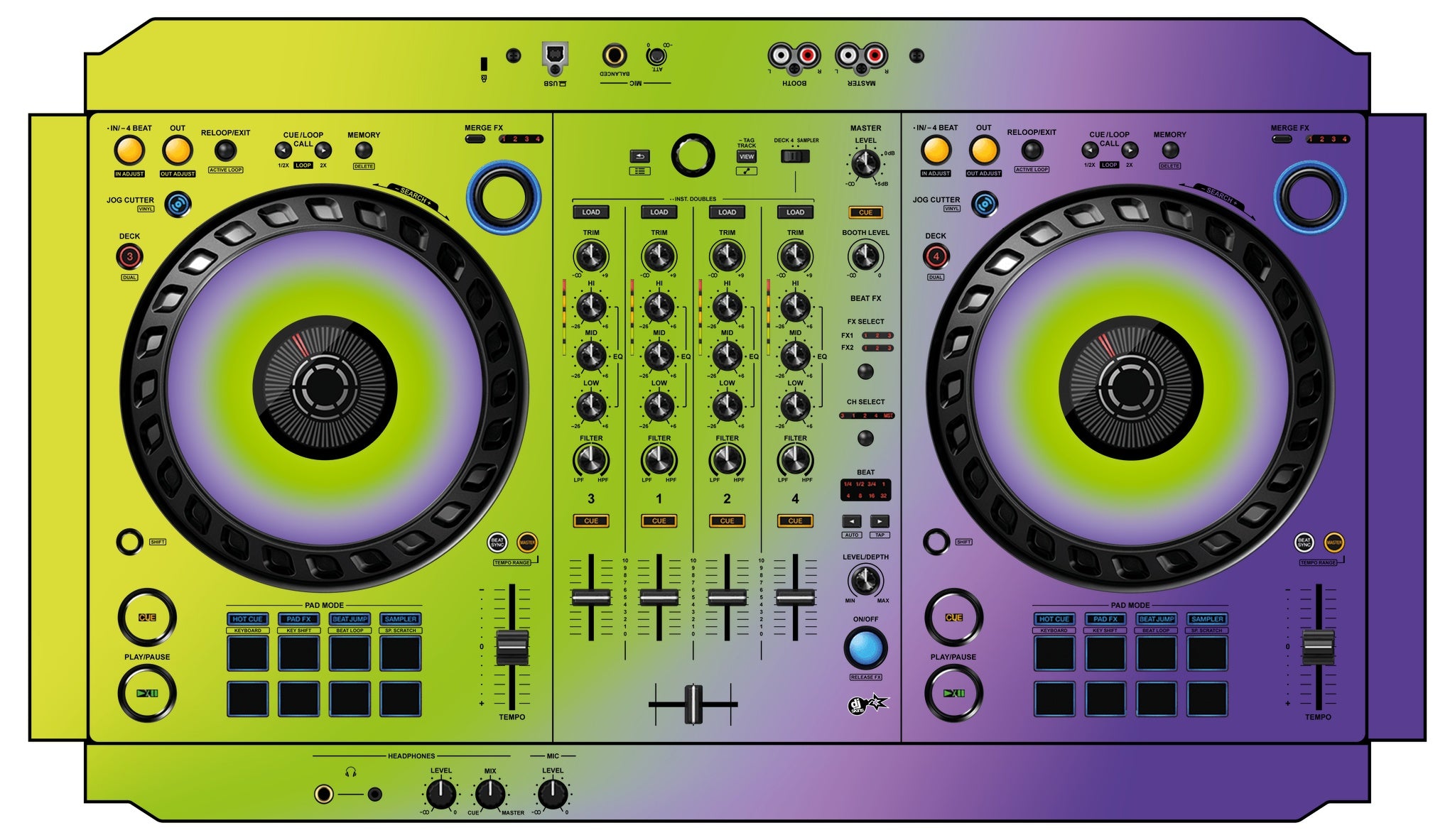 Pioneer DJ DDJ FLX6 Skin Smooth Gradienter V1