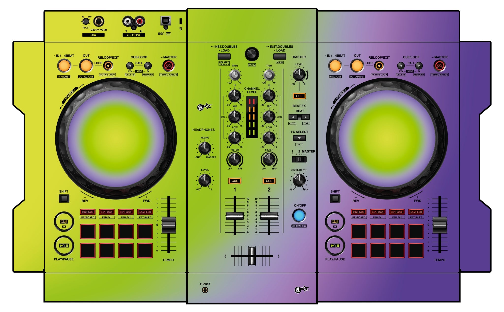 DJ Skins® Pioneer DJ DDJ 400 Skin Smooth Gradienter V1