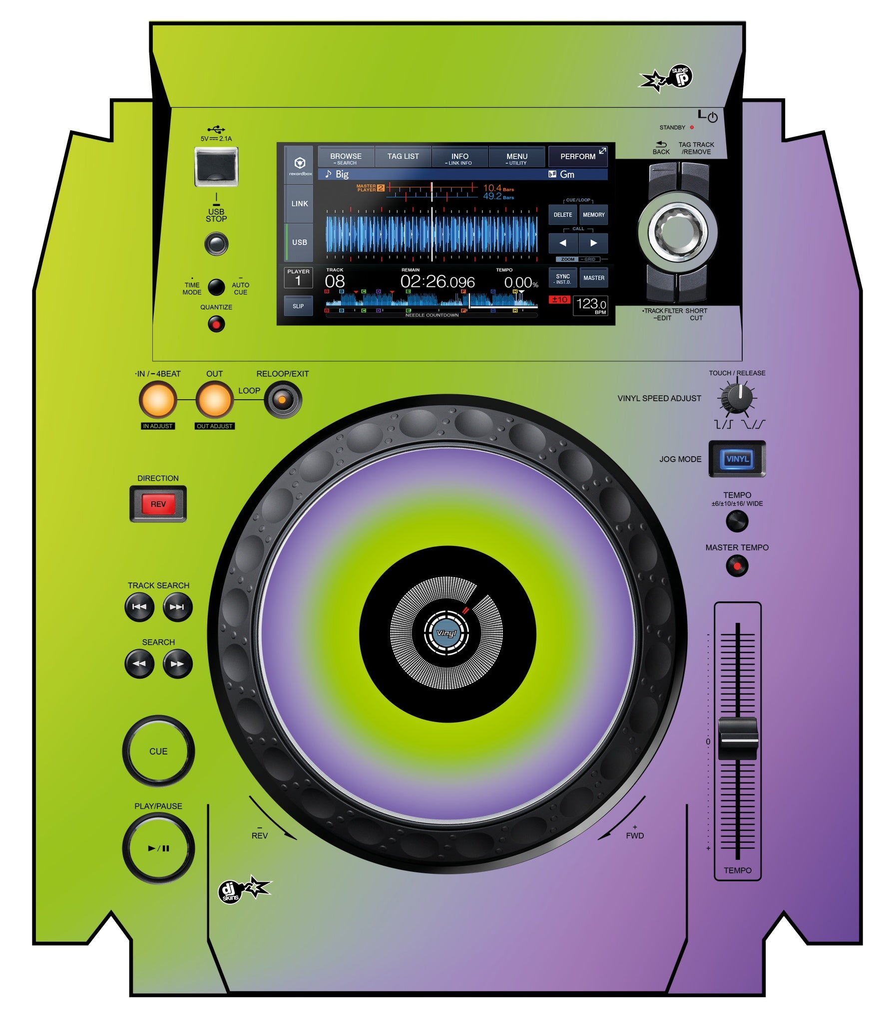 Pioneer DJ XDJ 1000 MK2 Skin Smooth Gradienter V1