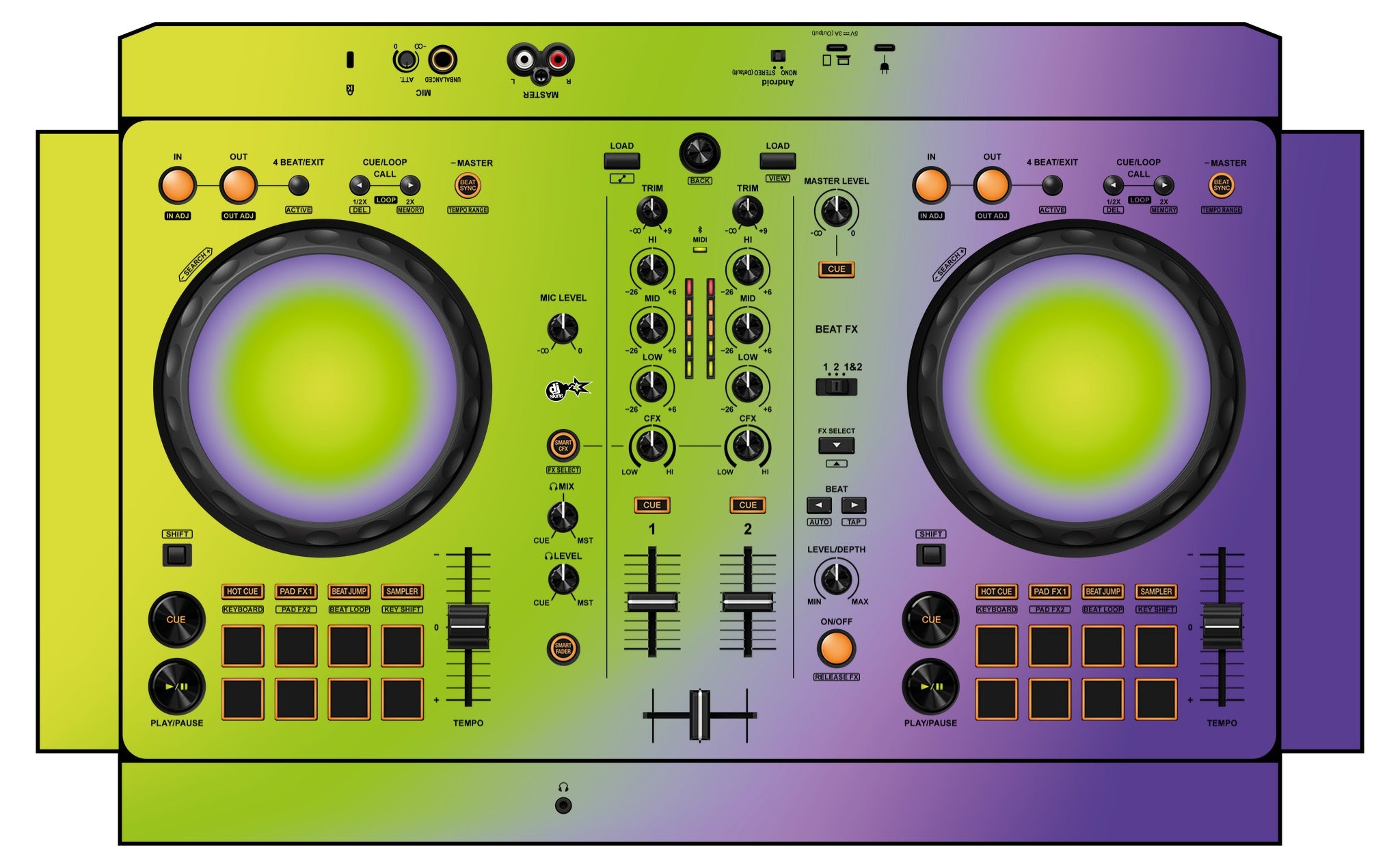 Pioneer DJ DDJ FLX 4 Skin Smooth Gradienter V1