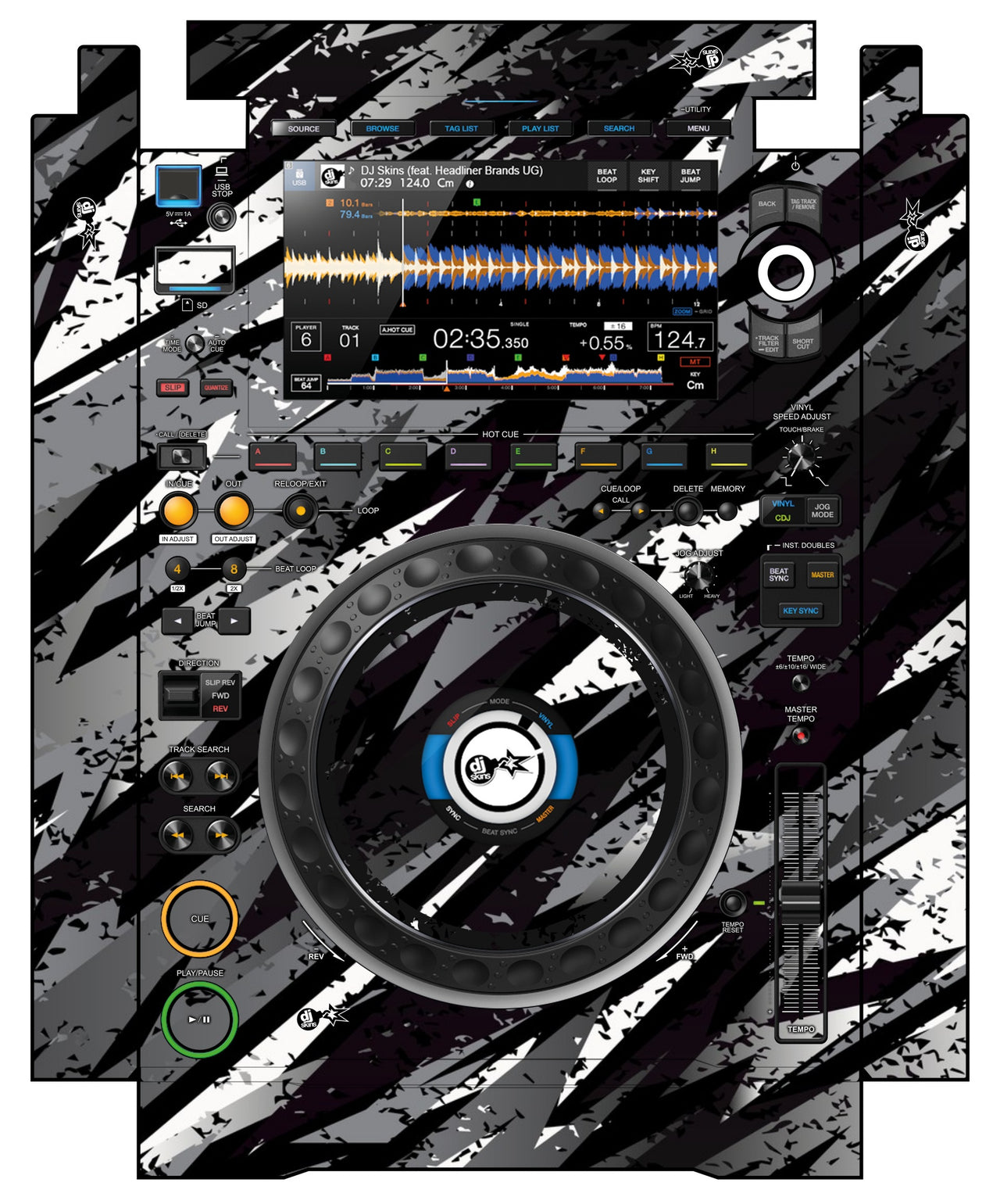 Pioneer DJ CDJ 3000 incl. SIDES Skin Sparkasm Black