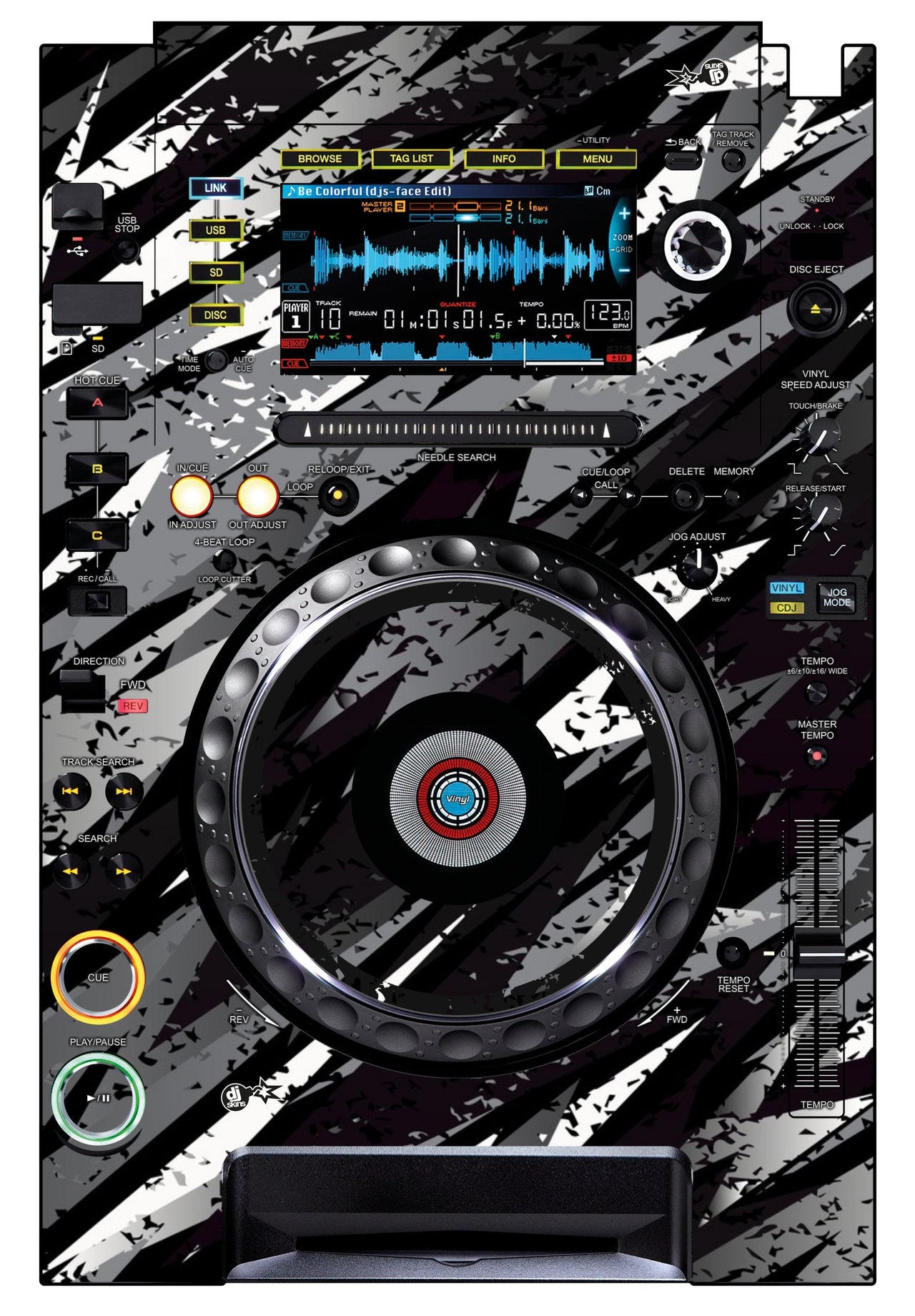 Pioneer DJ CDJ 2000 Skin Sparkasm Black