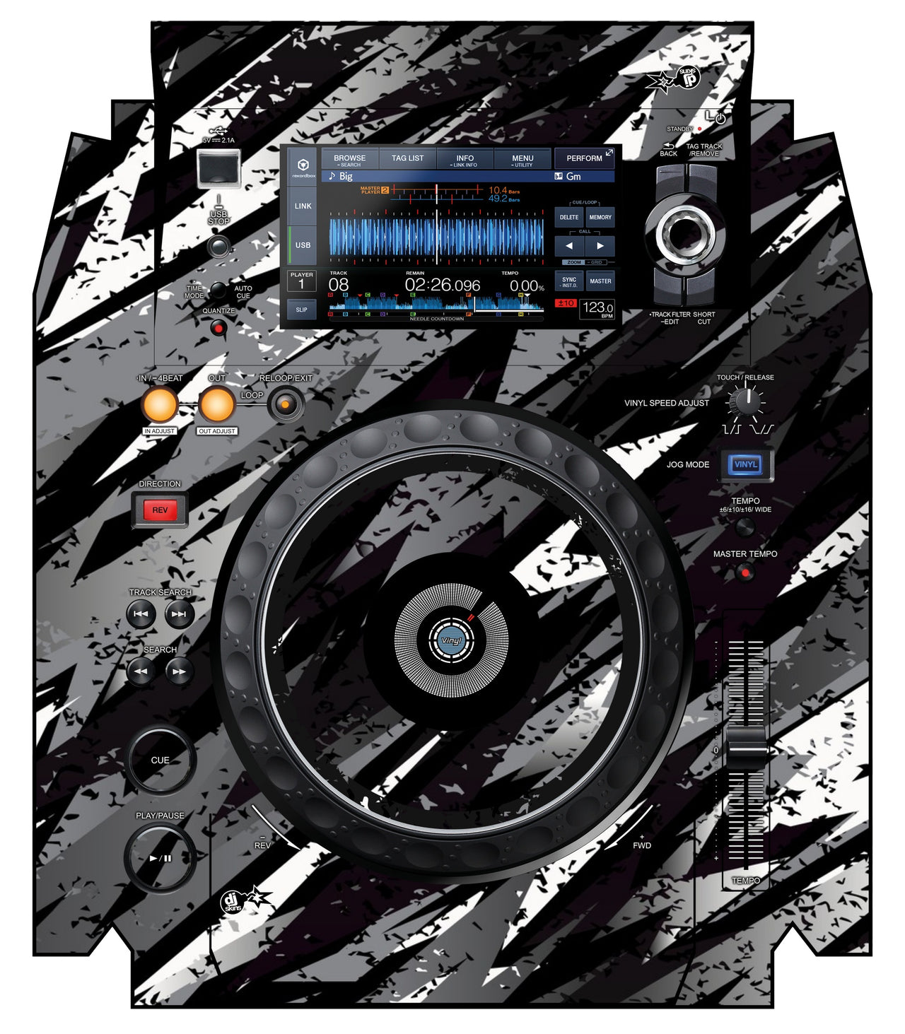 Pioneer DJ XDJ 1000 MK2 Skin Sparkasm Black
