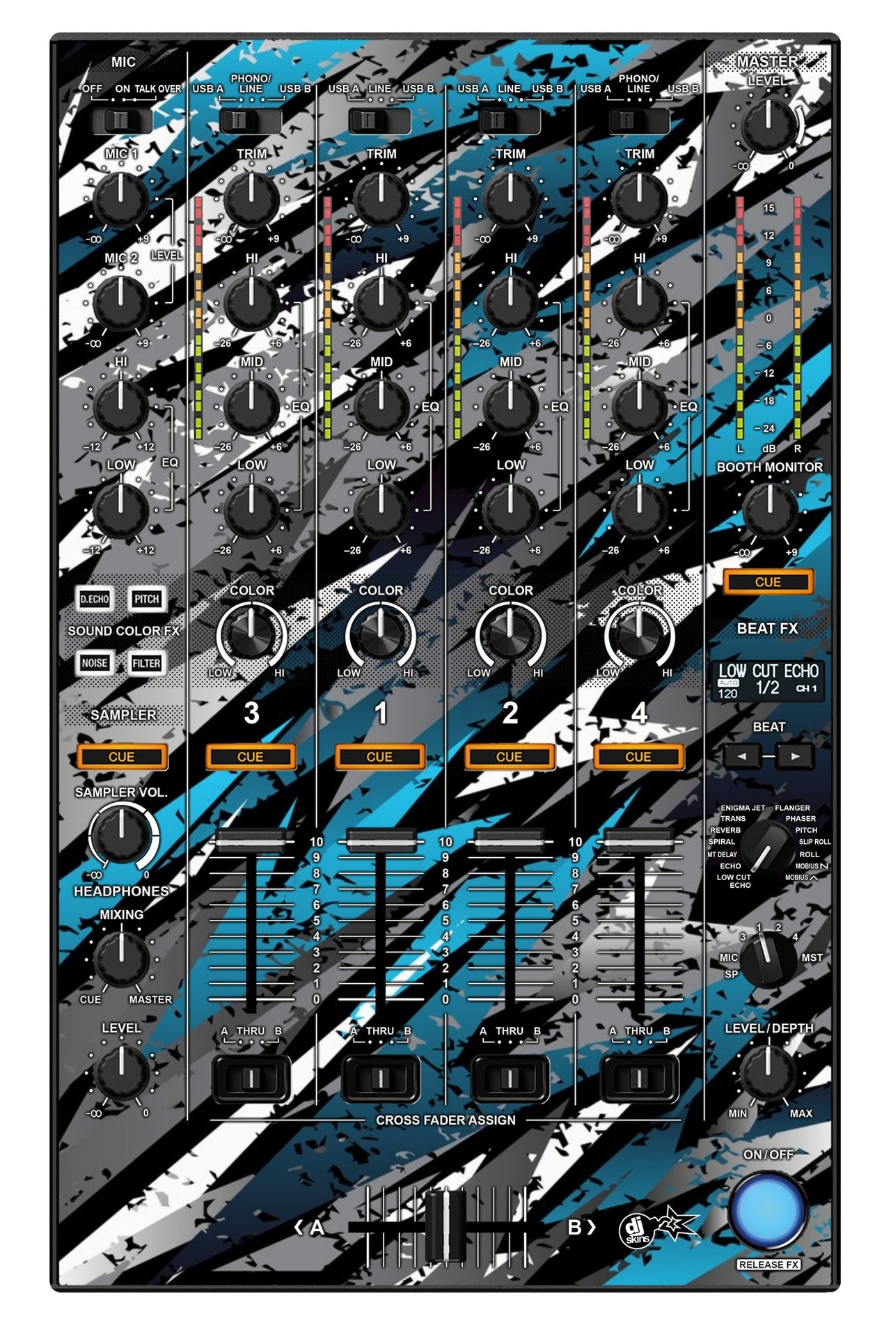 Pioneer DJ DDJ 1000 MIXER Skin Sparkasm Blue Light