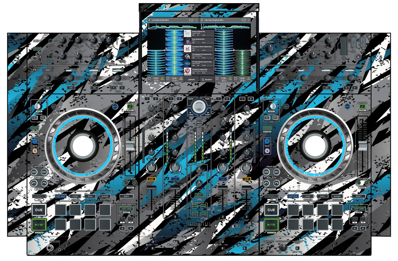 Denon DJ PRIME 4 Skin Sparkasm Blue Light