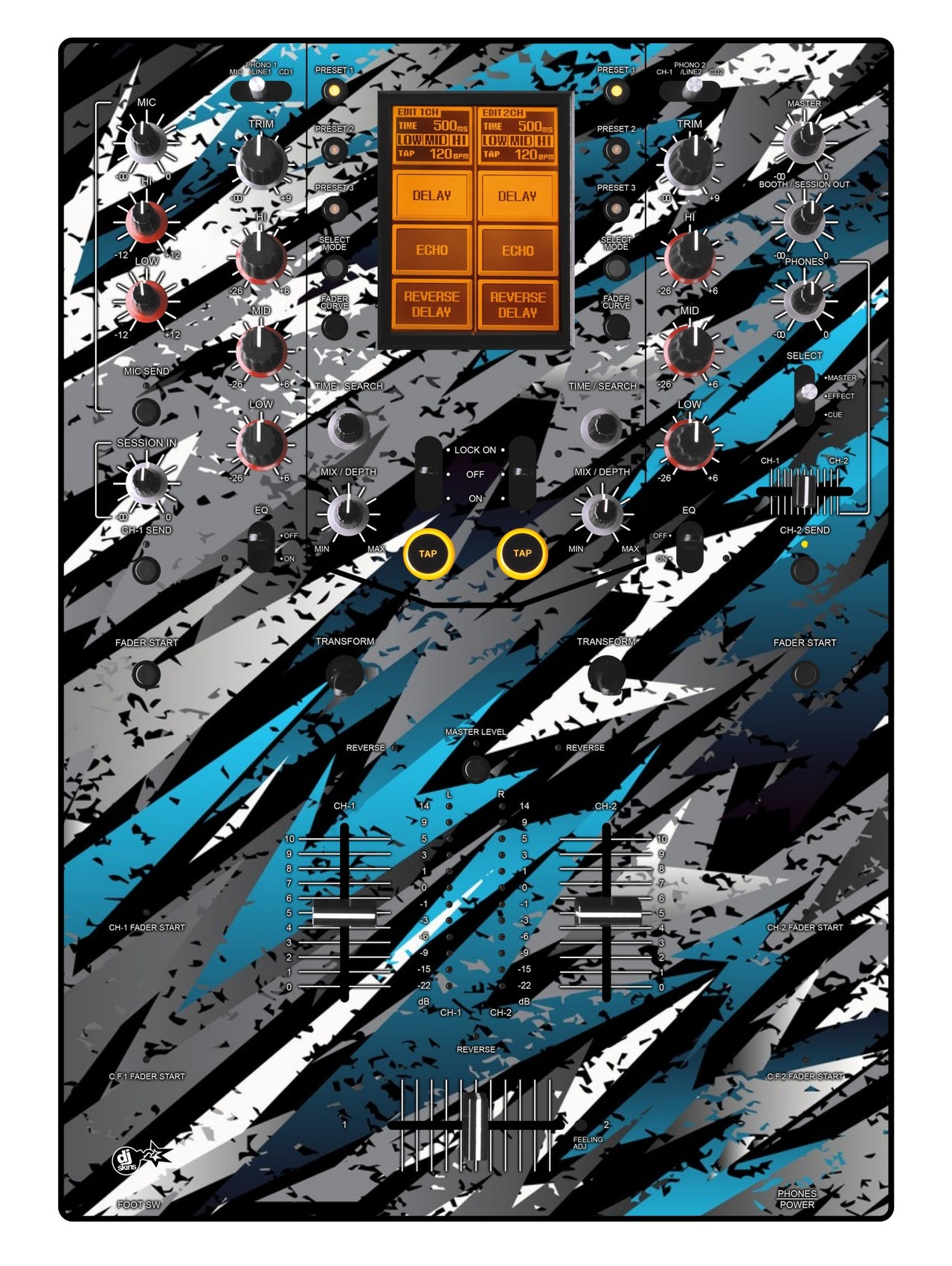 Pioneer DJ DJM 909 Skin Sparkasm Blue Light