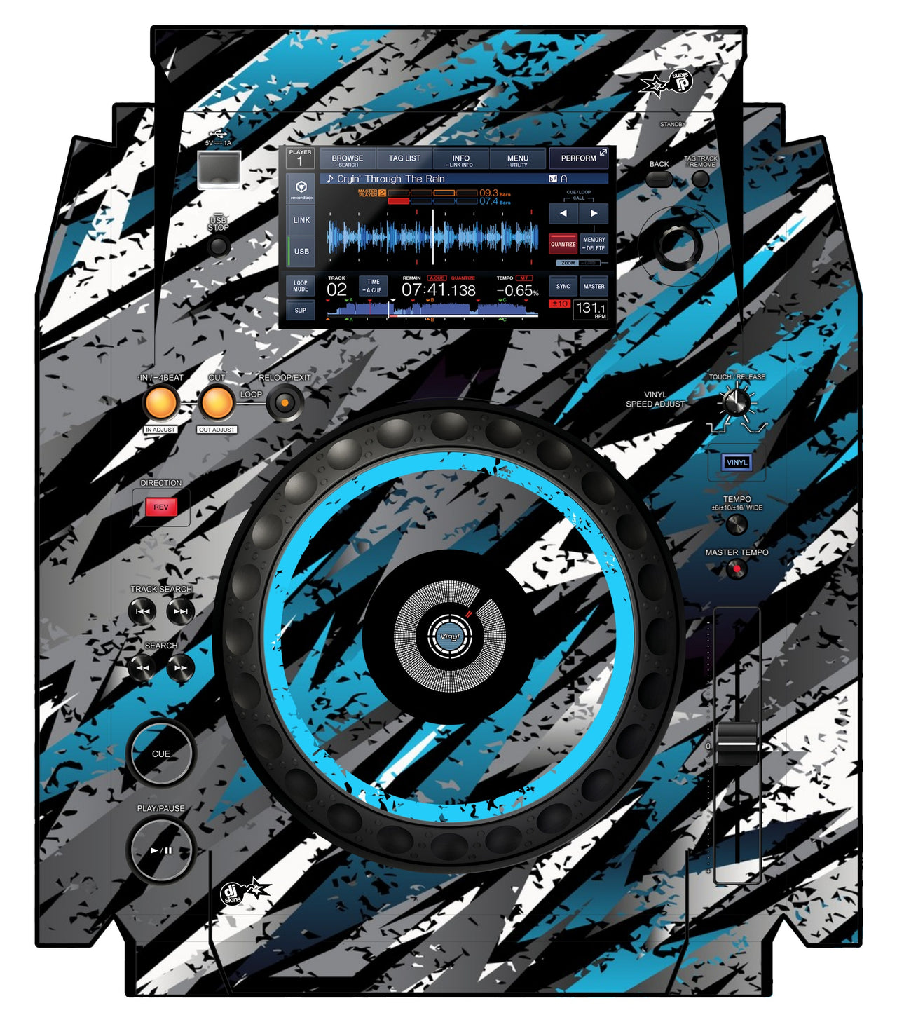 Pioneer DJ XDJ 1000 Skin Sparkasm Blue Light