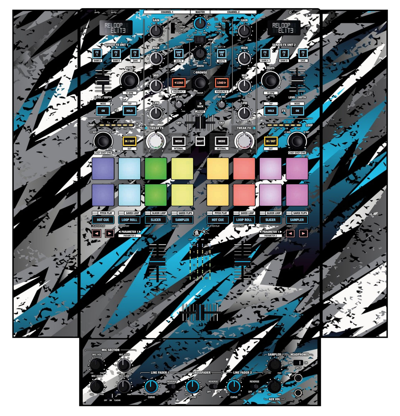 Reloop Elite Skin Sparkasm Blue Light