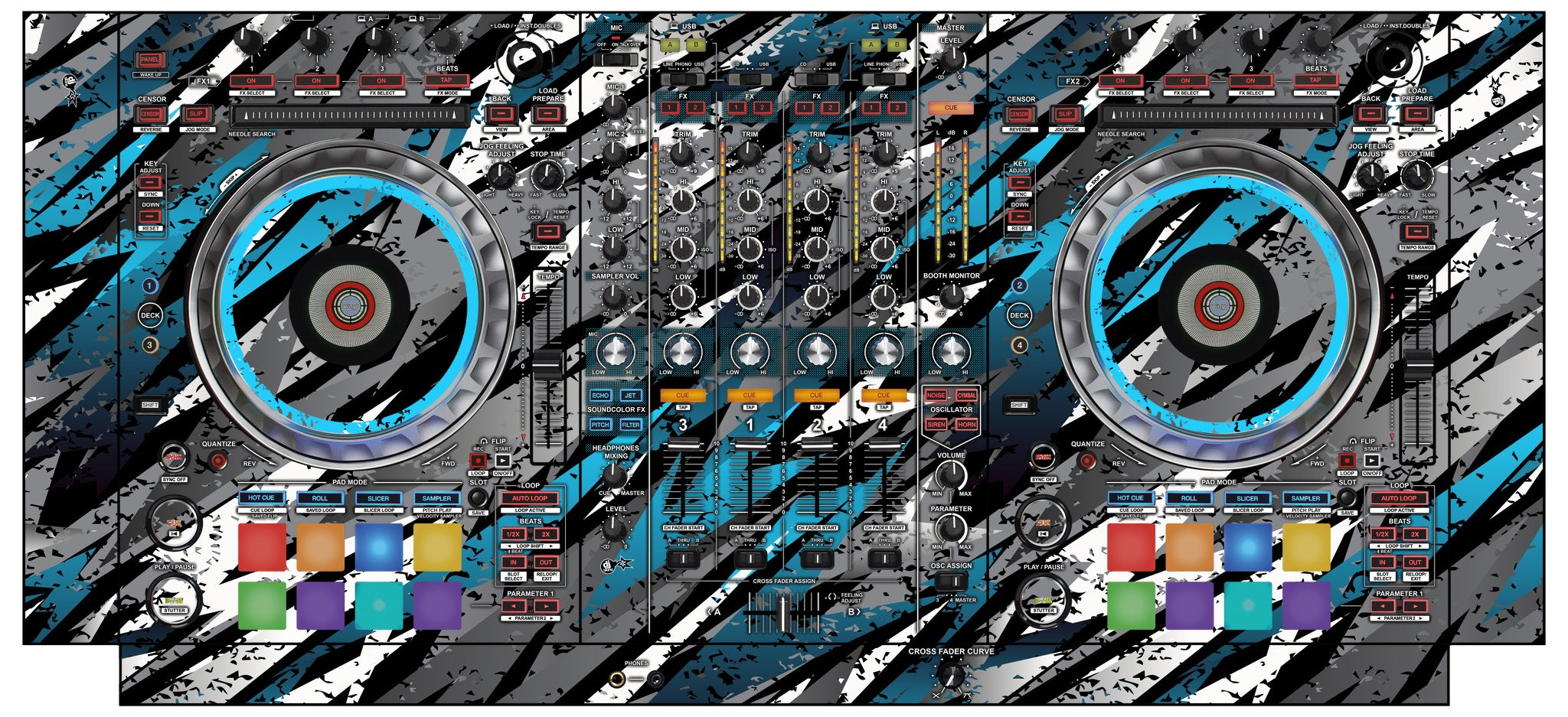 Pioneer DJ DDJ SZ 2 Skin Sparkasm Blue Light