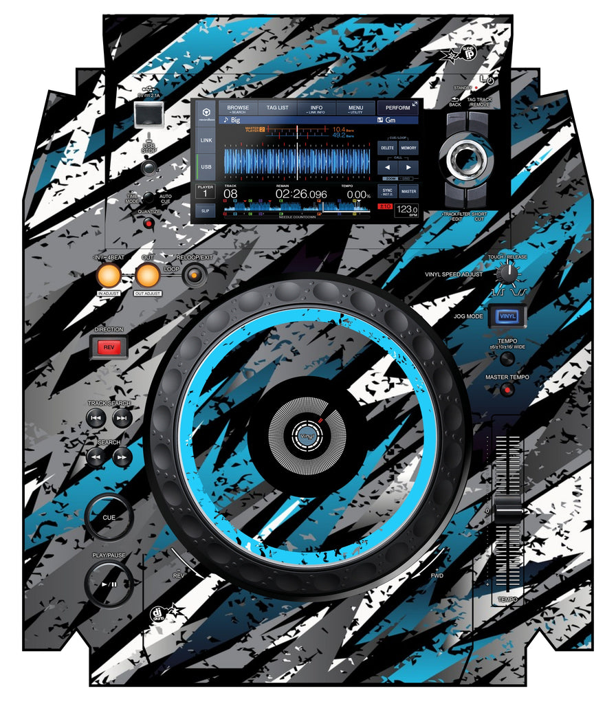 Pioneer DJ XDJ 1000 MK2 Skin Sparkasm Blue Light