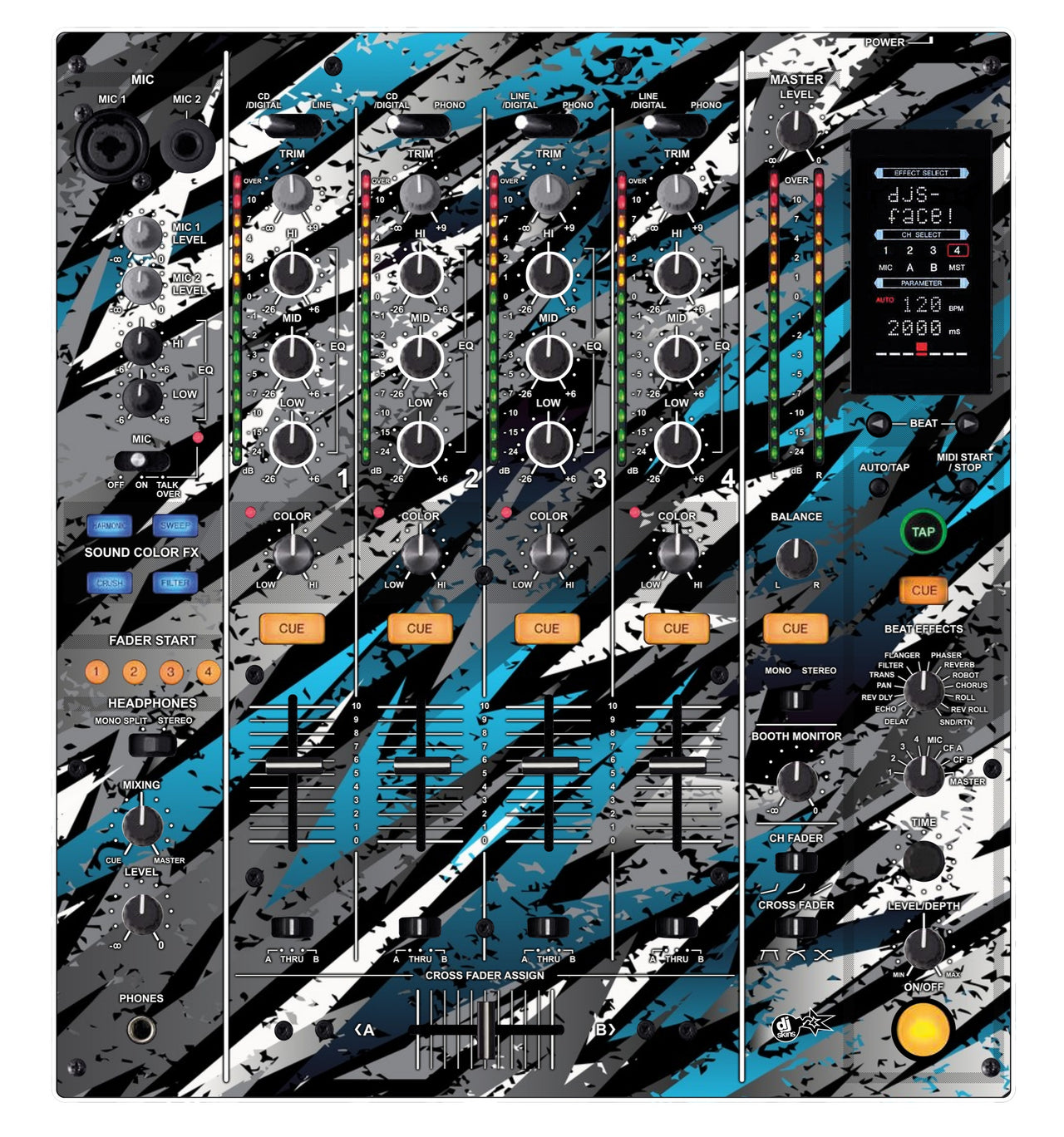 Pioneer DJ DJM 800 Skin Sparkasm Blue Light