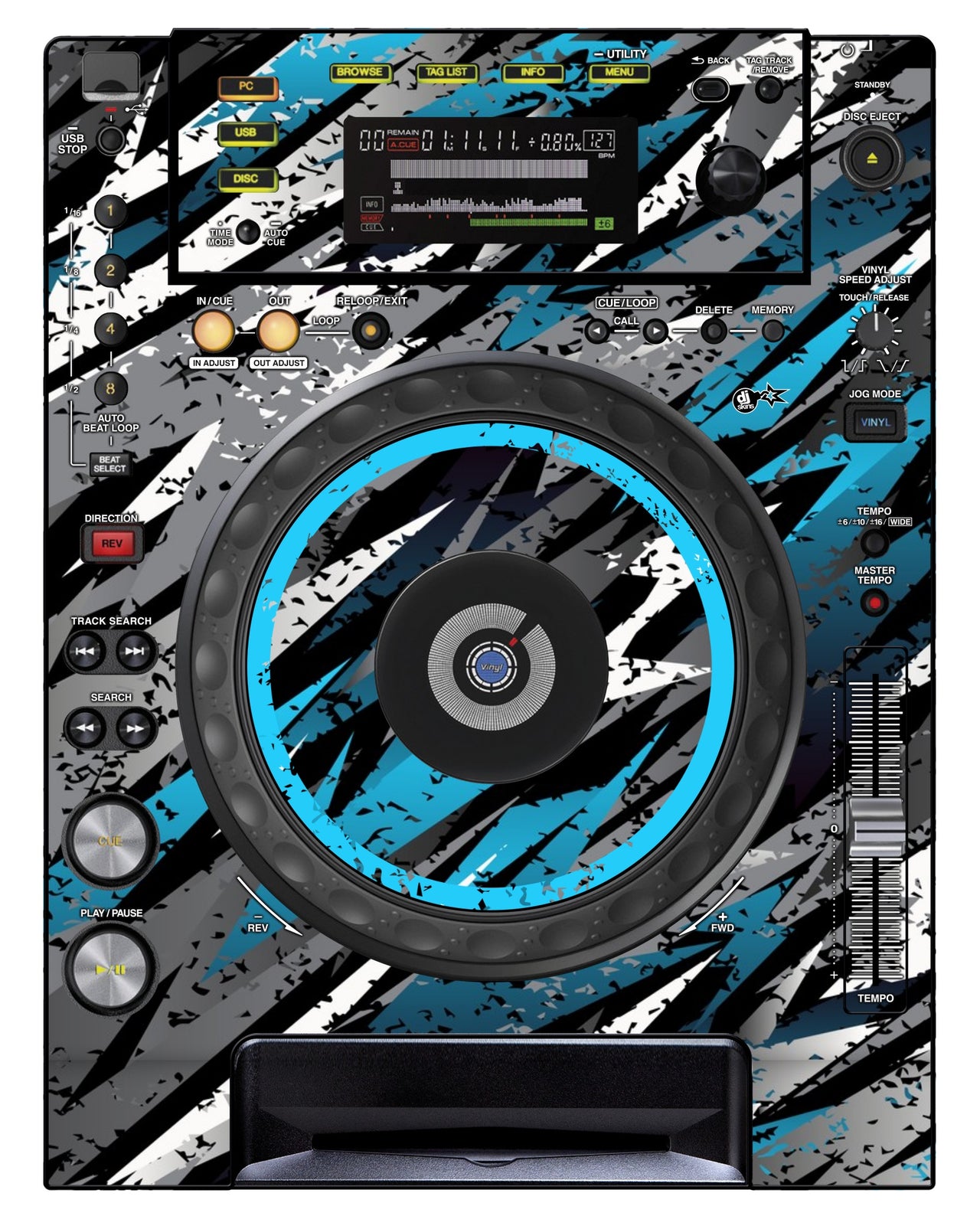Pioneer DJ CDJ 850 Skin Sparkasm Blue Light