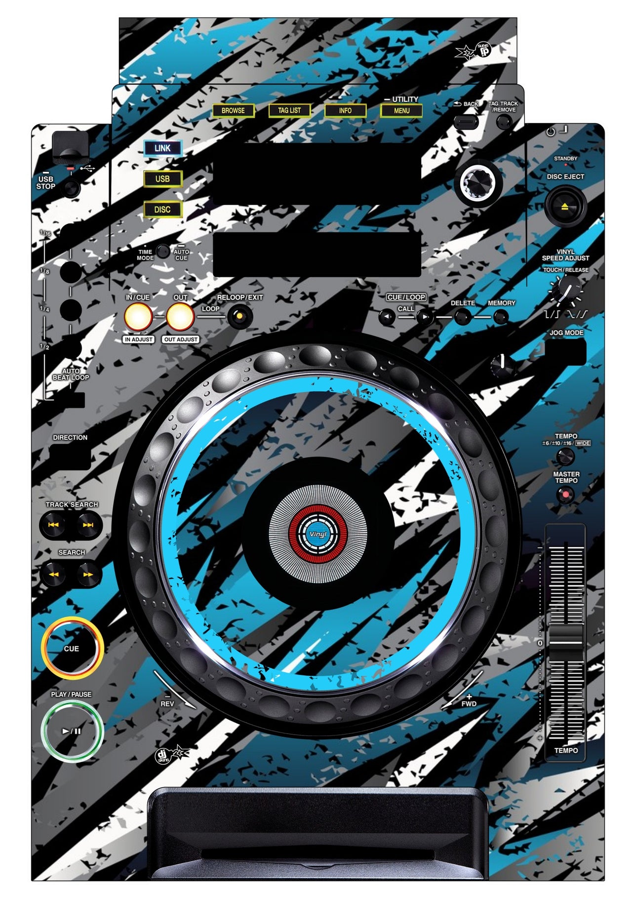 Pioneer DJ CDJ 900 Skin Sparkasm Blue Light