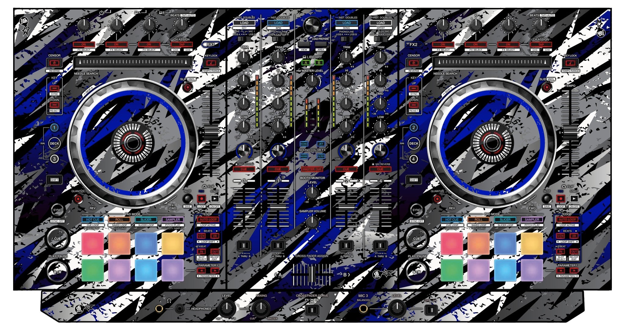 Pioneer DJ DDJ SX 3 Skin Sparkasm Blue