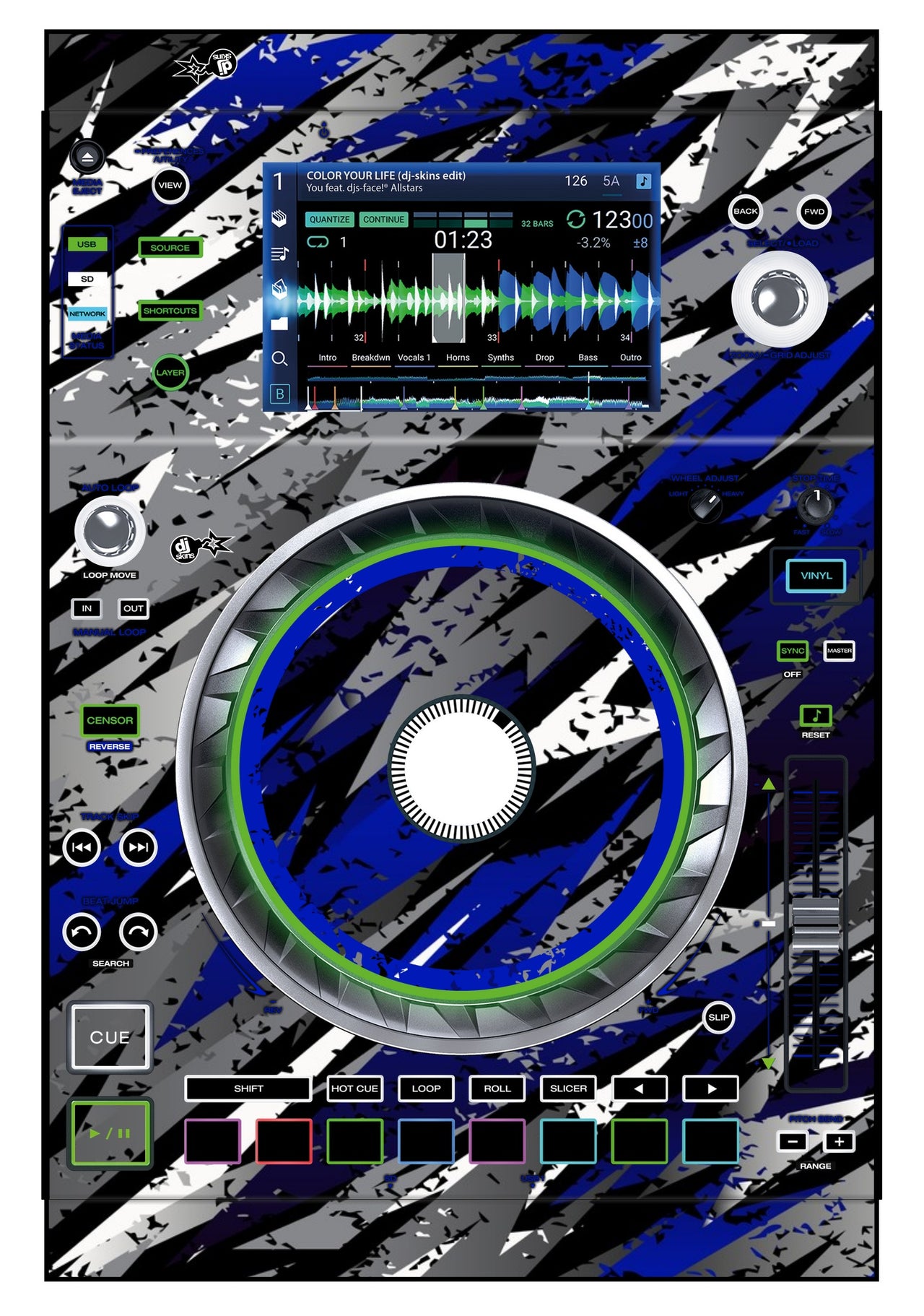 Denon DJ SC 5000 Skin Sparkasm Blue