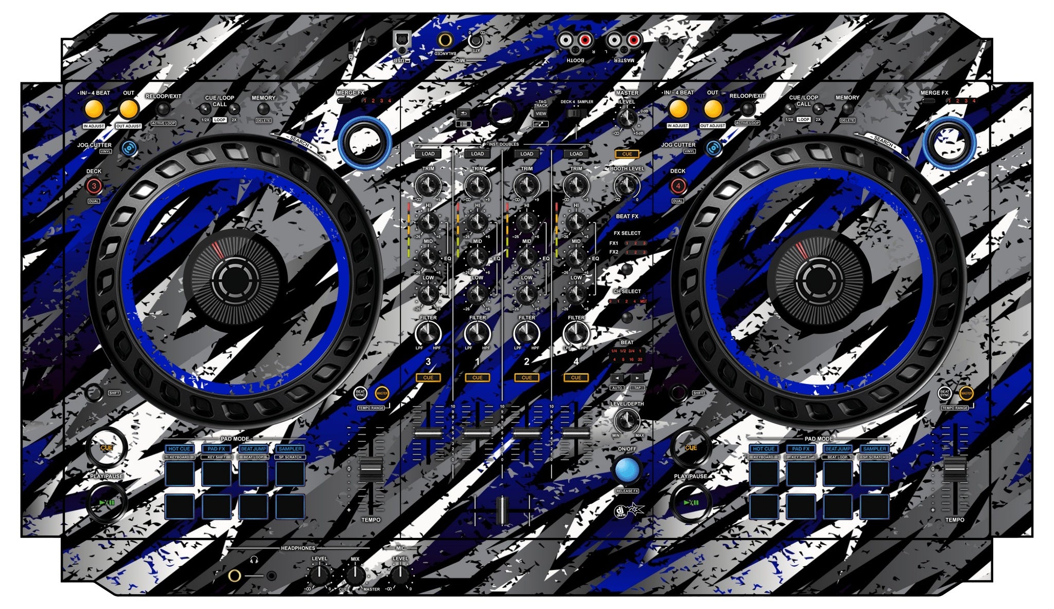 Pioneer DJ DDJ FLX6 Skin Sparkasm Blue